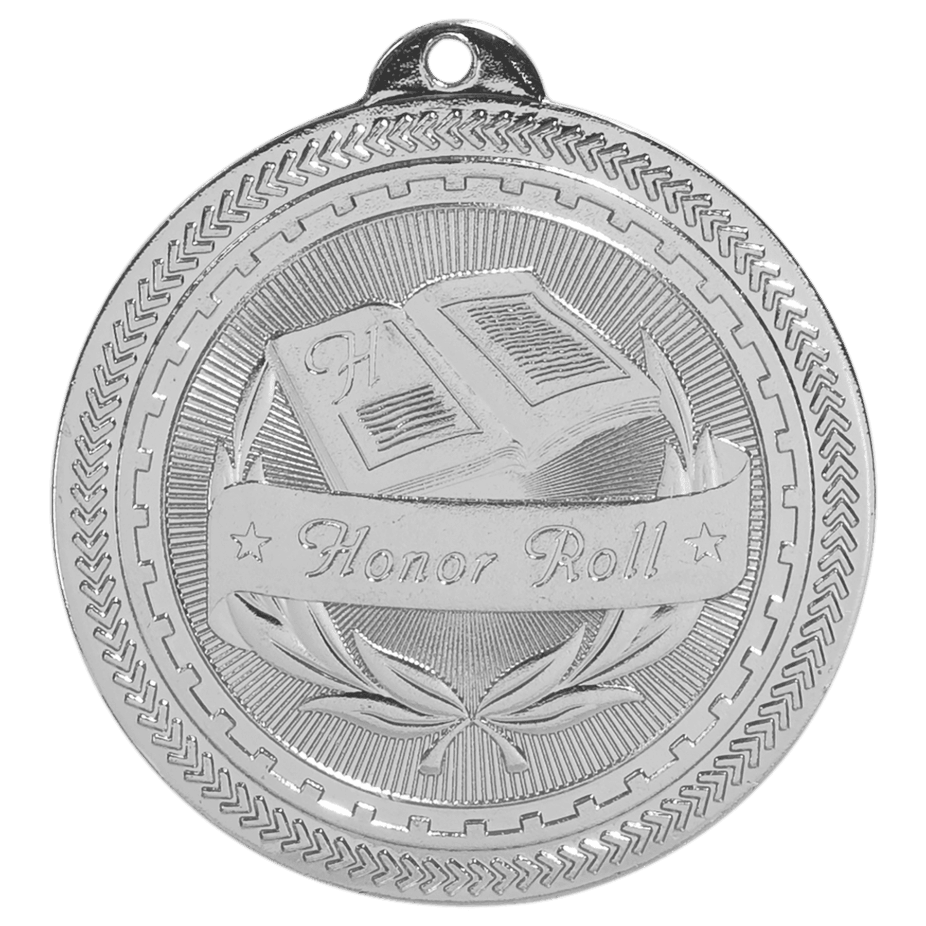 2" Bright Silver Honor Roll Laserable BriteLazer Medal