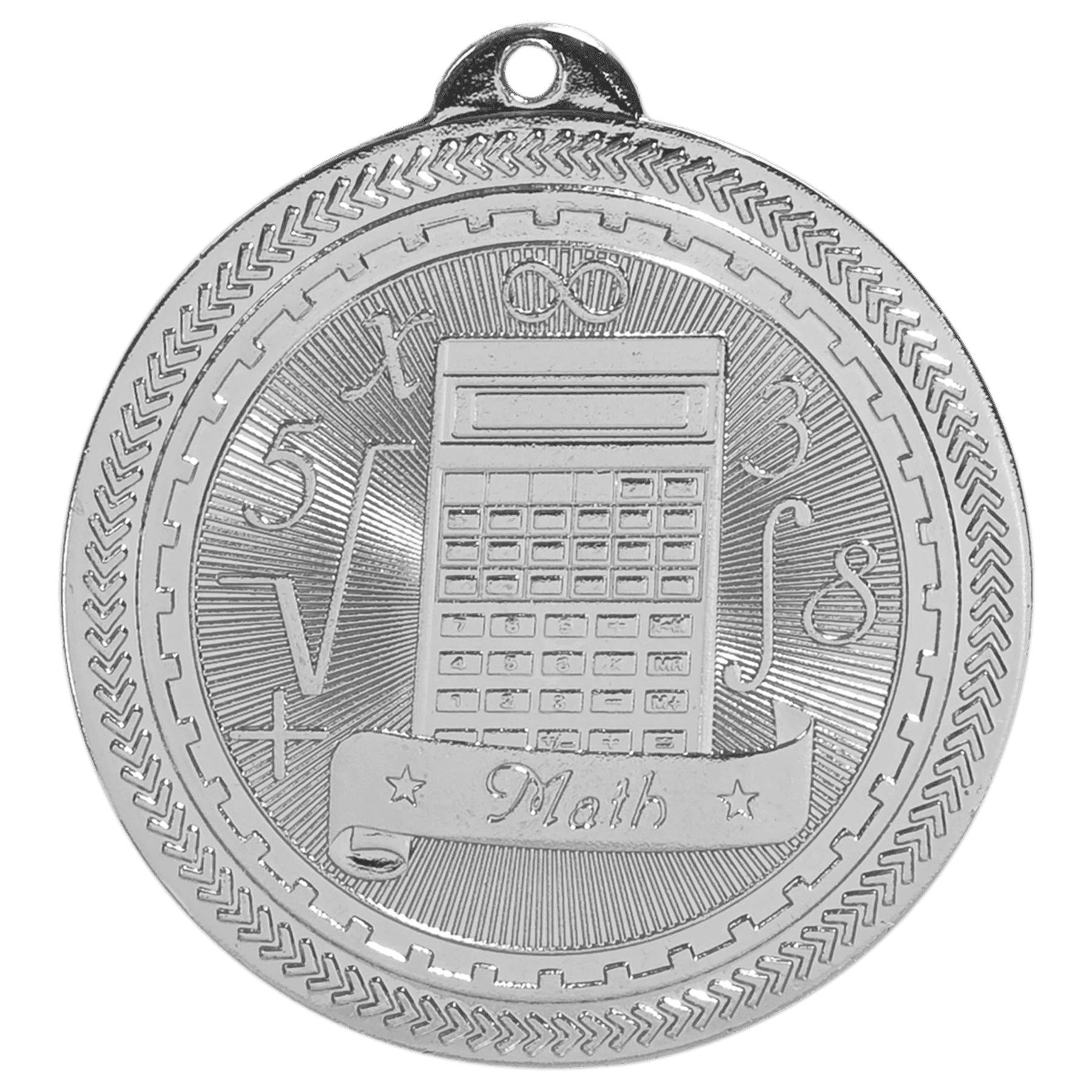2" Bright Silver Math Laserable BriteLazer Medal