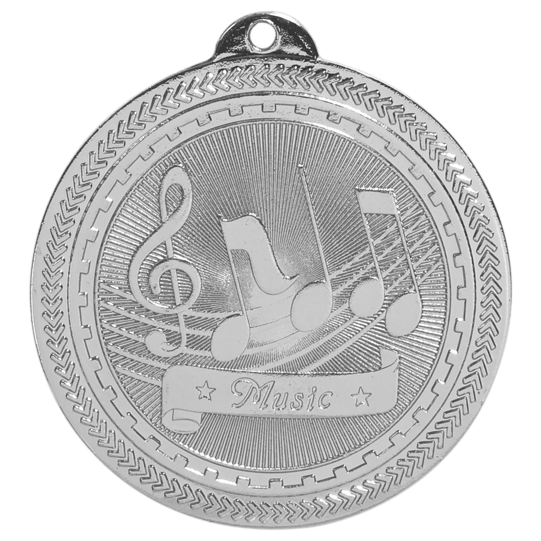 2" Bright Silver Music Laserable BriteLazer Medal