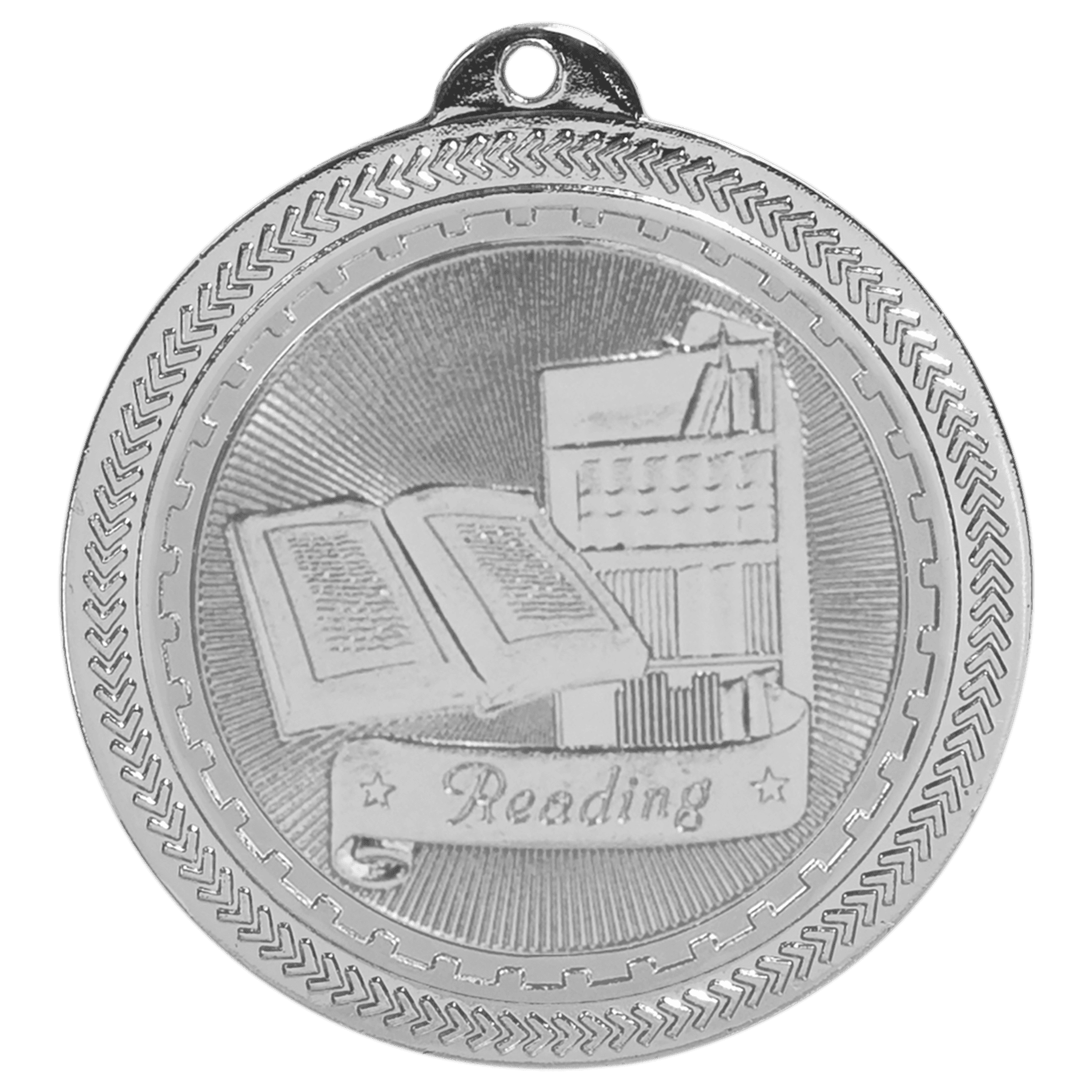 2" Bright Silver Reading Laserable BriteLazer Medal