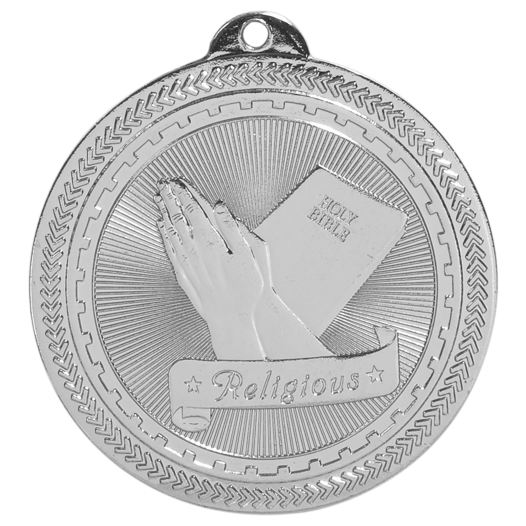 2" Bright Silver Religious Laserable BriteLazer Medal