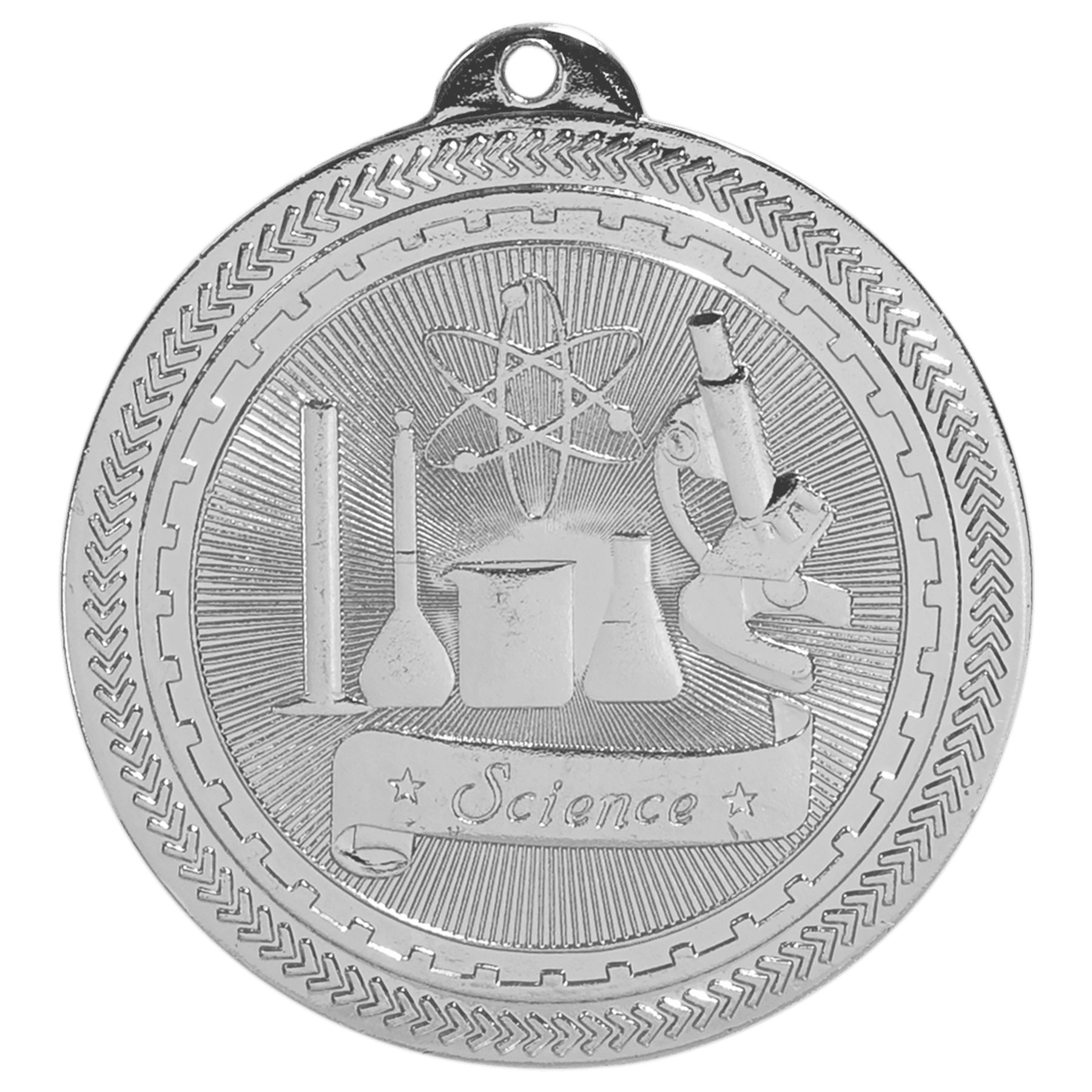 2" Bright Silver Science Laserable BriteLazer Medal