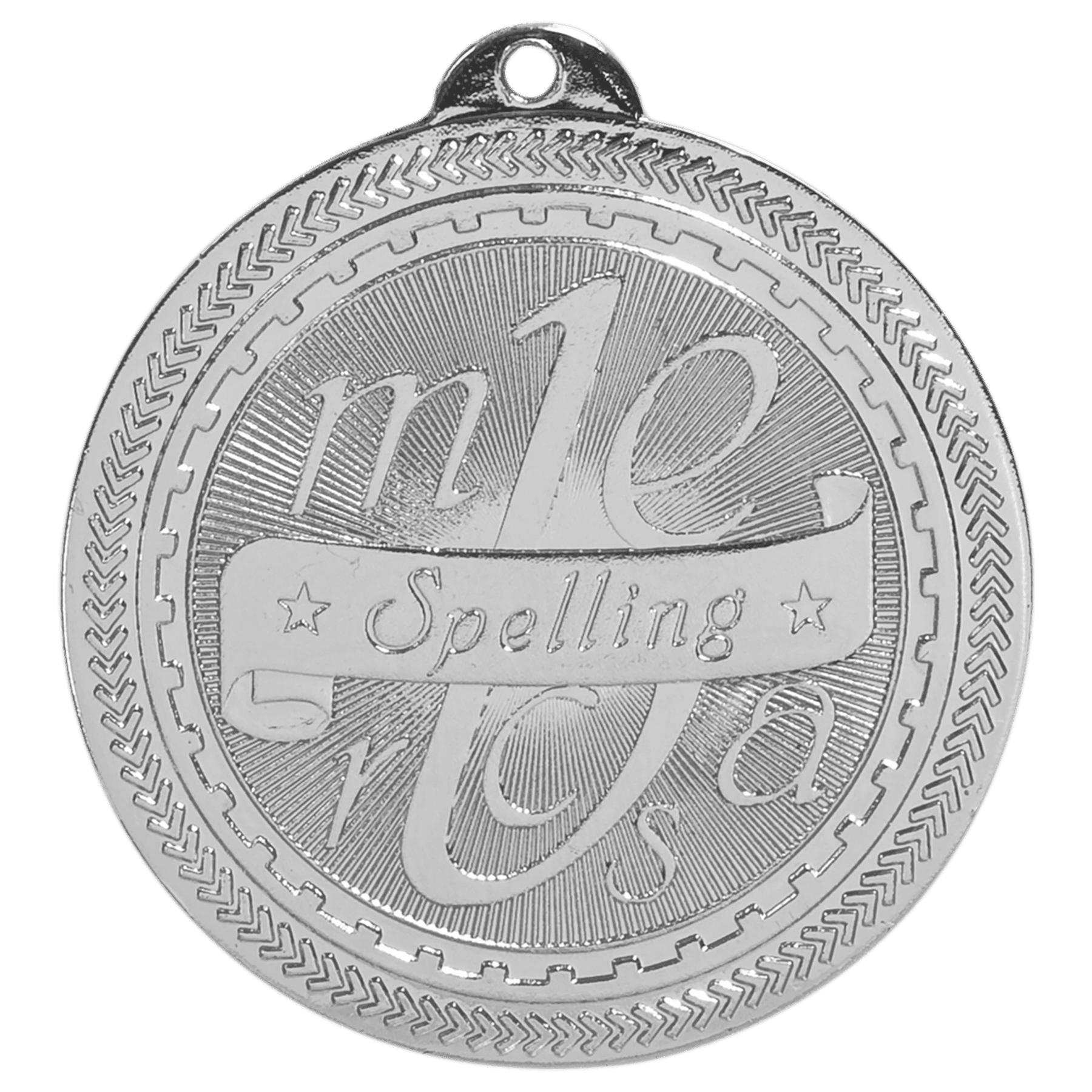 2" Bright Silver Spelling Laserable BriteLazer Medal