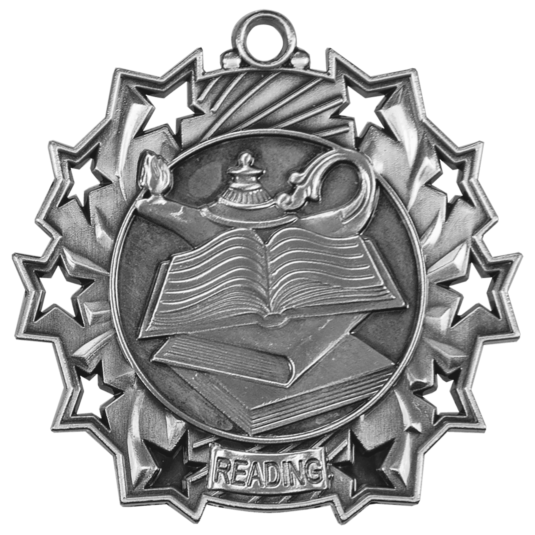 2 1/4" Antique Silver Reading Ten Star MEdal