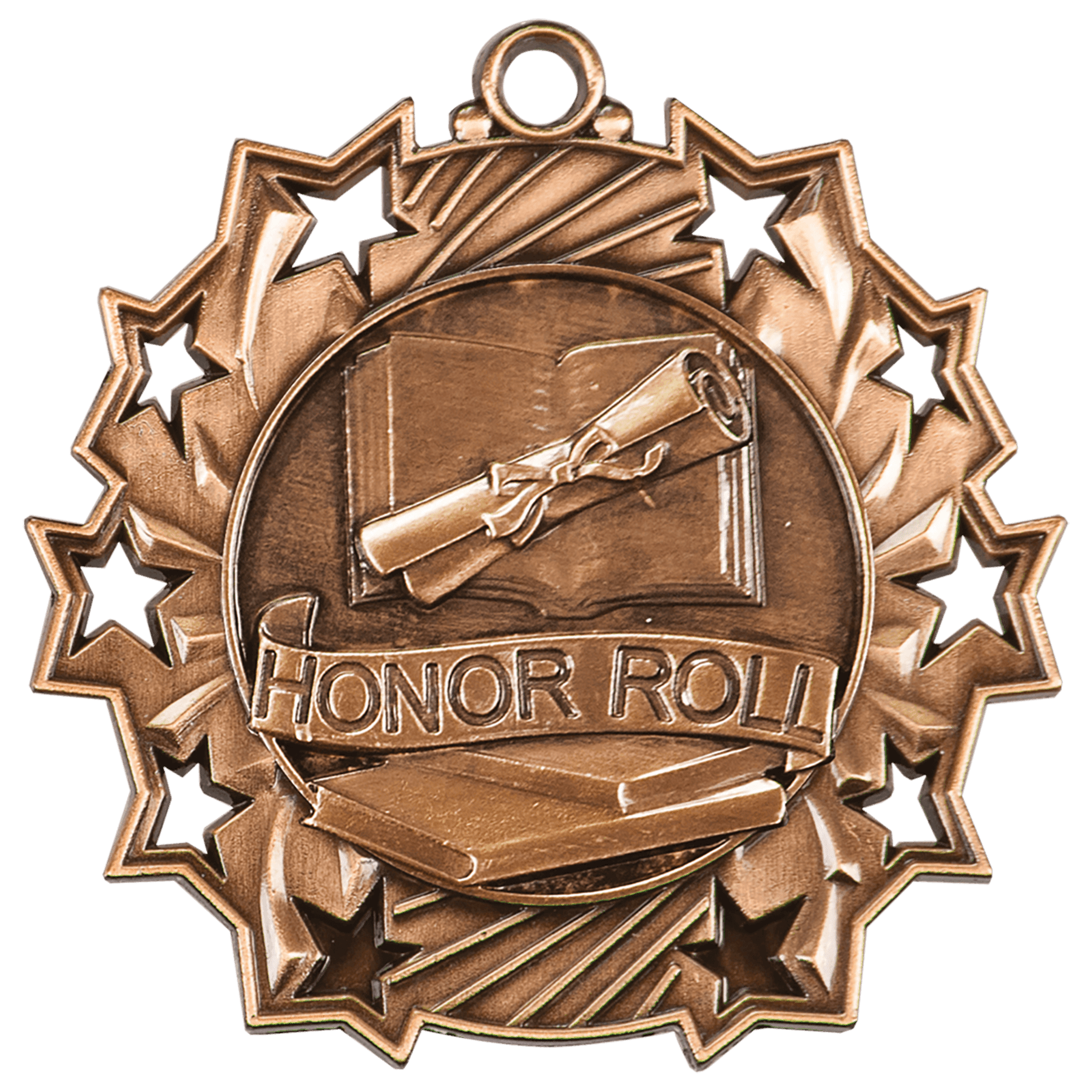 2 1/4" Antique Bronze Honor Roll Ten Star Medal