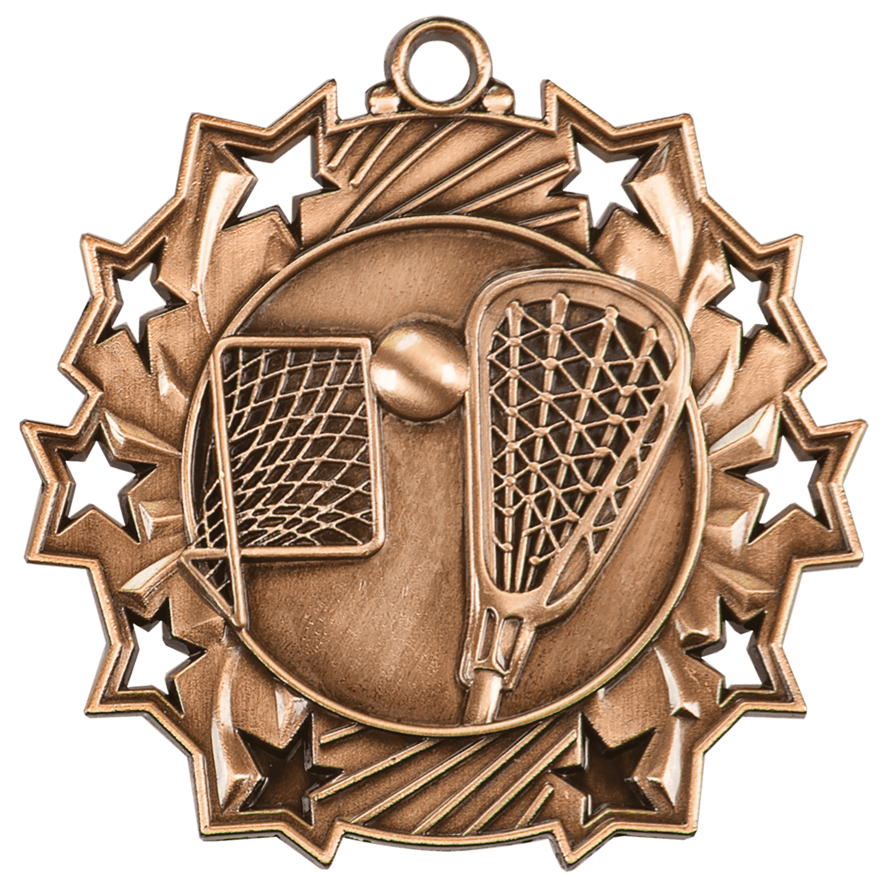 2 1/4" Antique Bronze LaCrosse Ten Star Medal