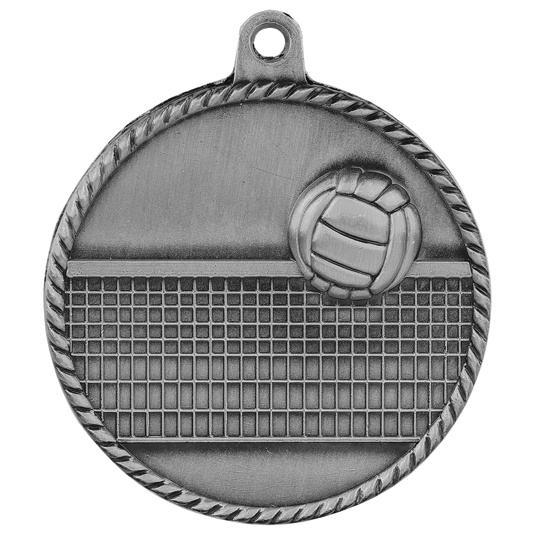 2" Antique Silver Volleyball High Relief Medal