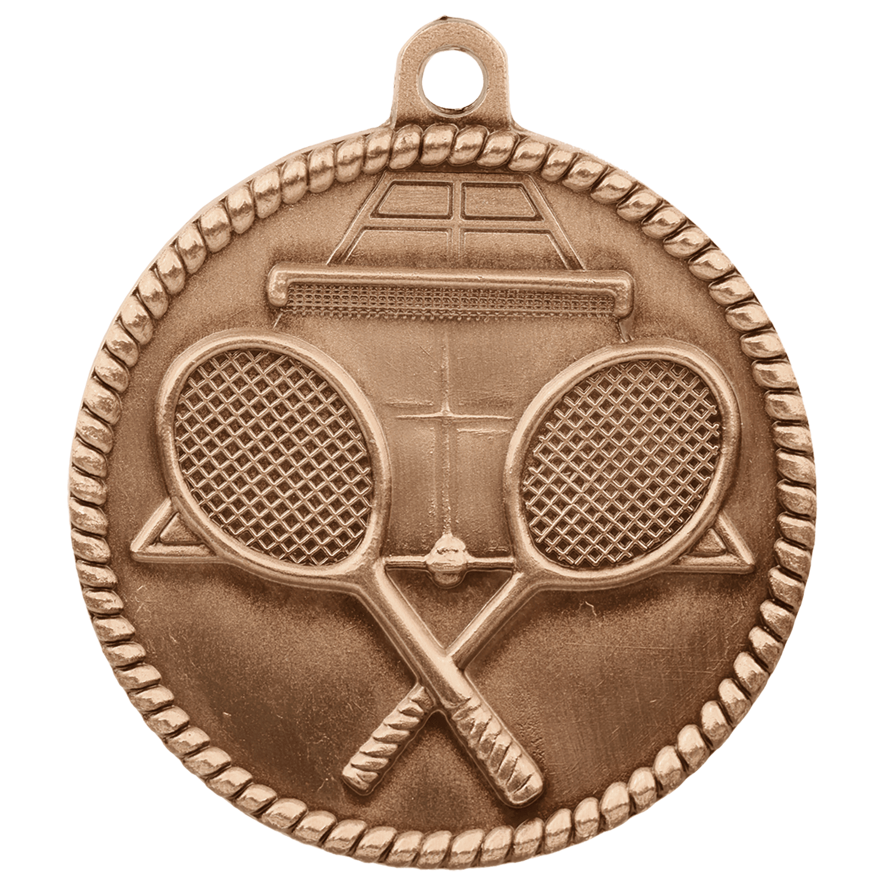 2" Antique Bronze Tennis High Relief Medal