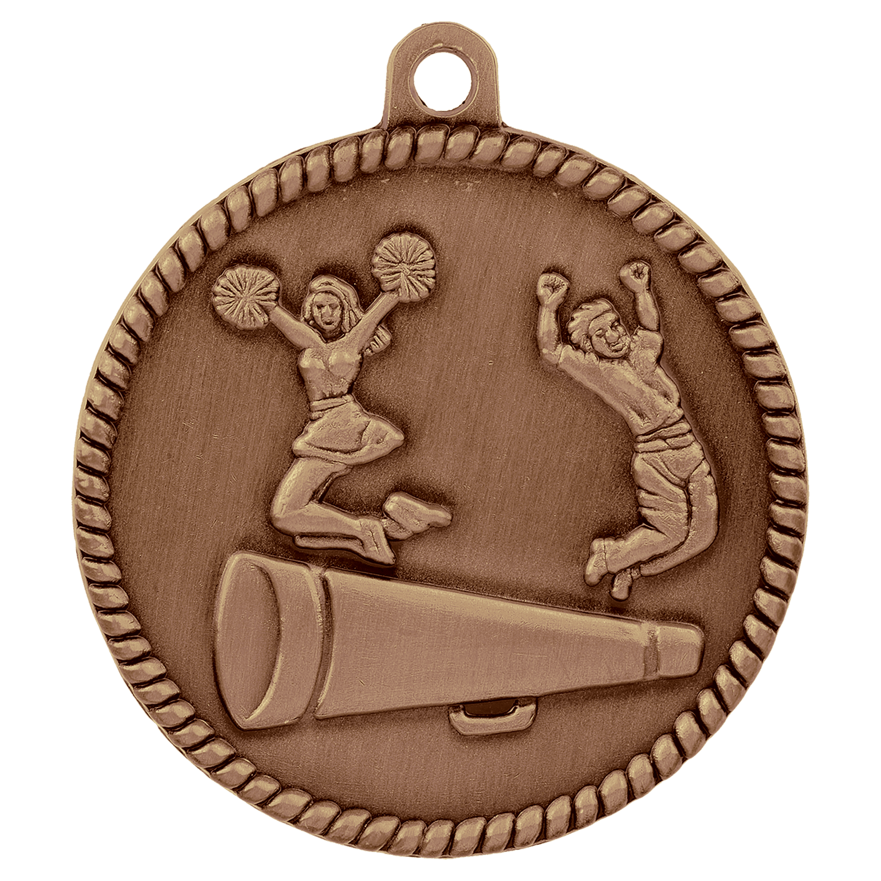 2" Antique Bronze Cheer High Relief Medal