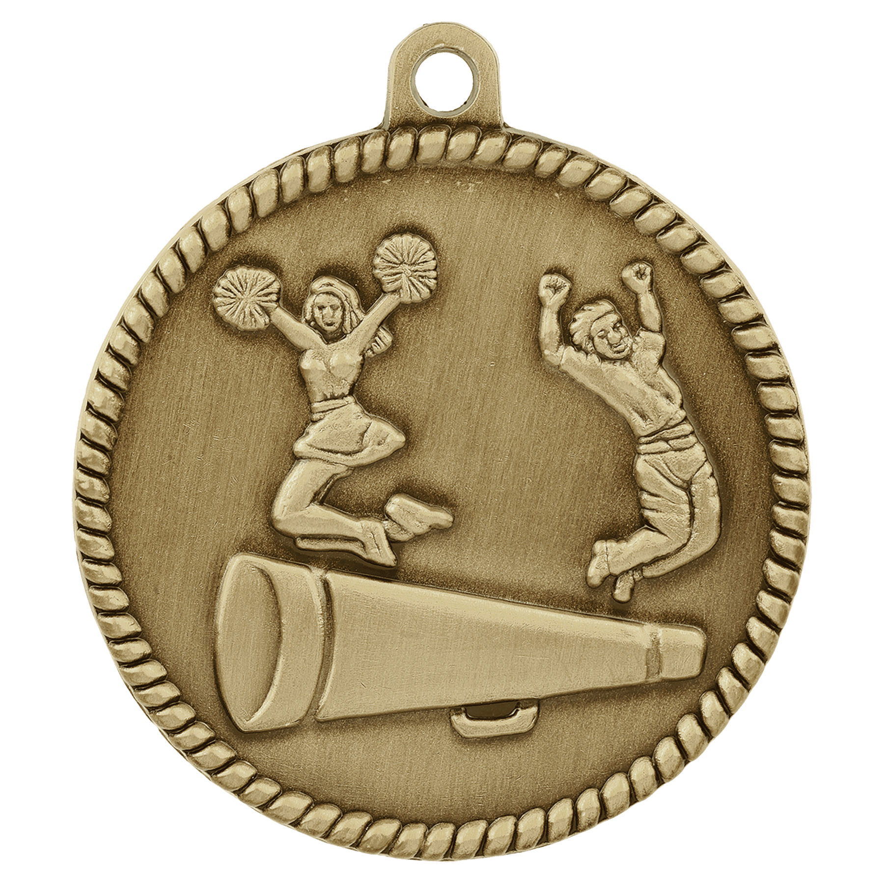 2" Antique Gold Cheer High Relief Medal