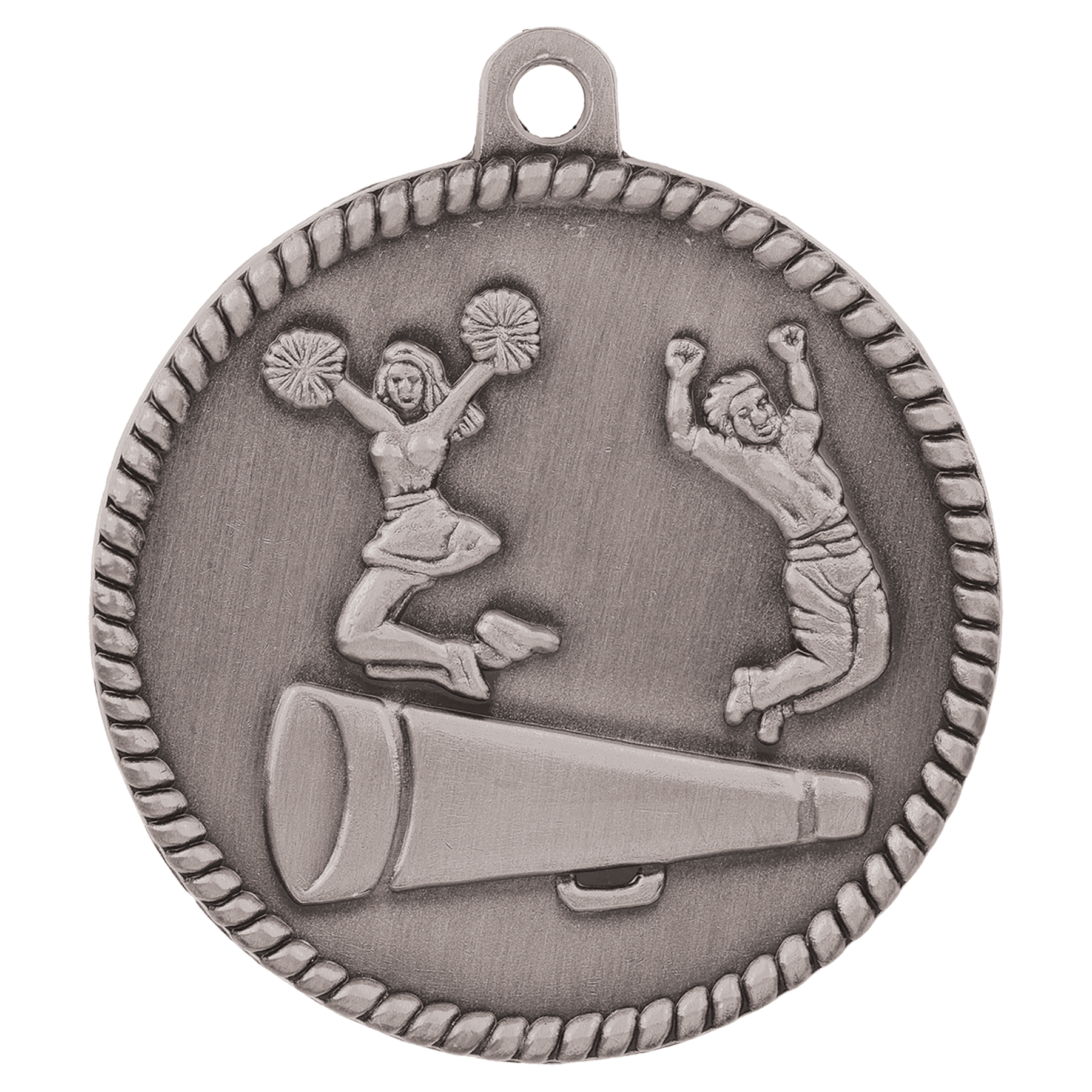 2" Antique Silver Cheer High Relief Medal