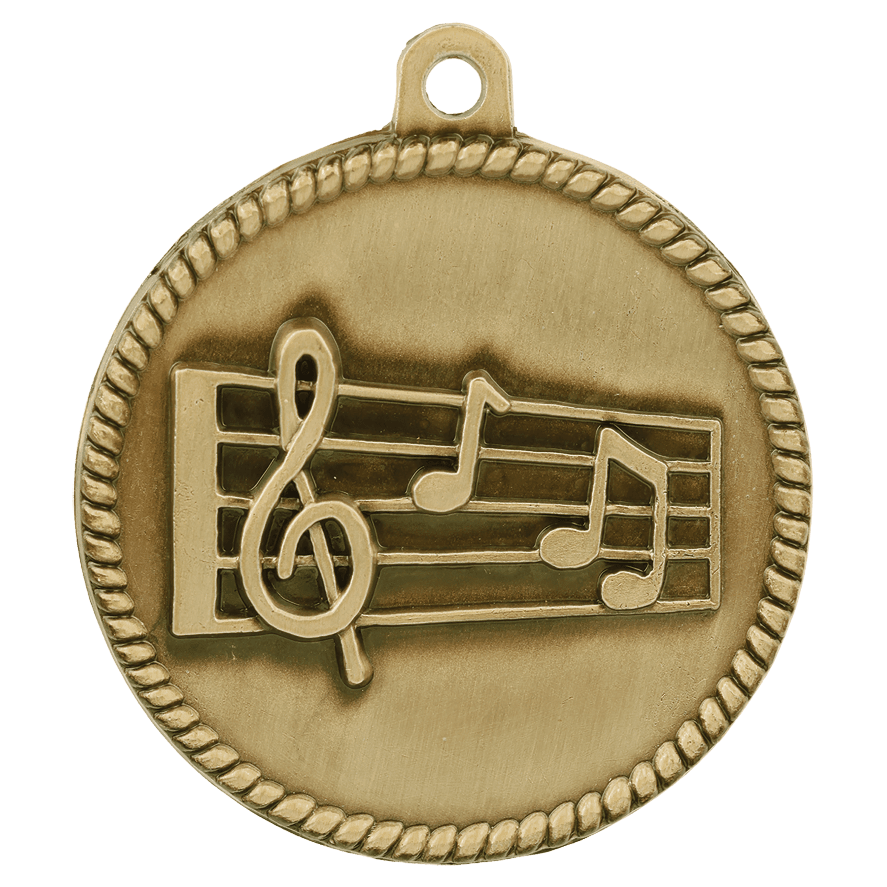 2" Antique Gold Music High Relief Medal