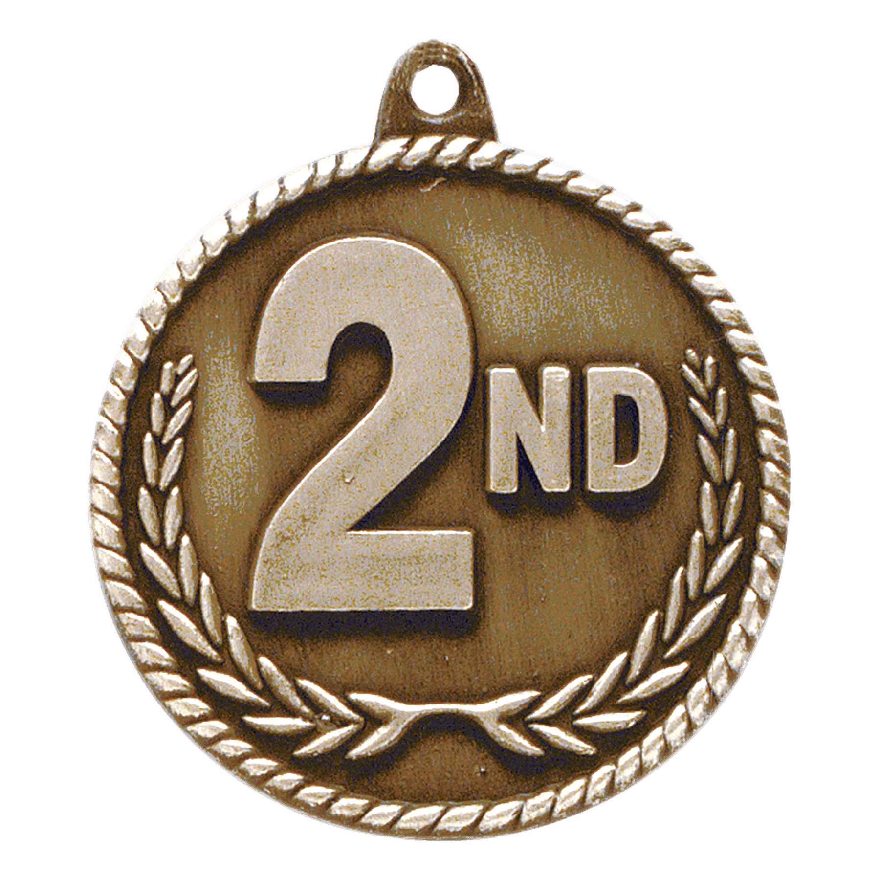 2" Antique Gold 2nd Place High Relief Medal