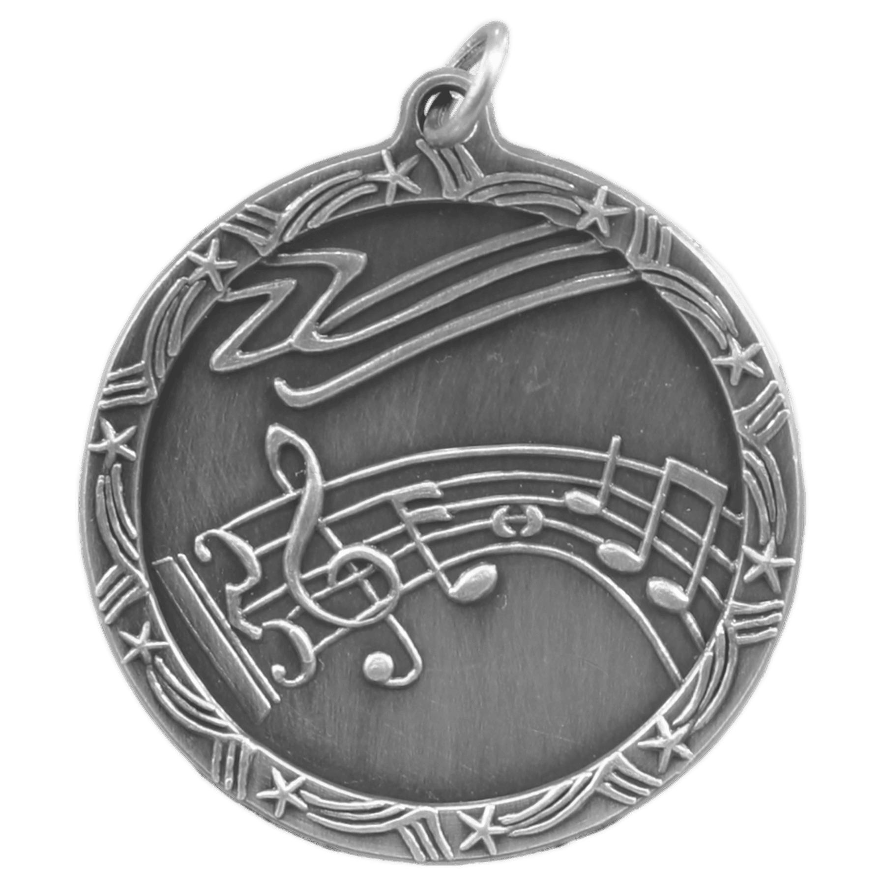 1 3/4" Antique Silver Music Shooting Star Medal