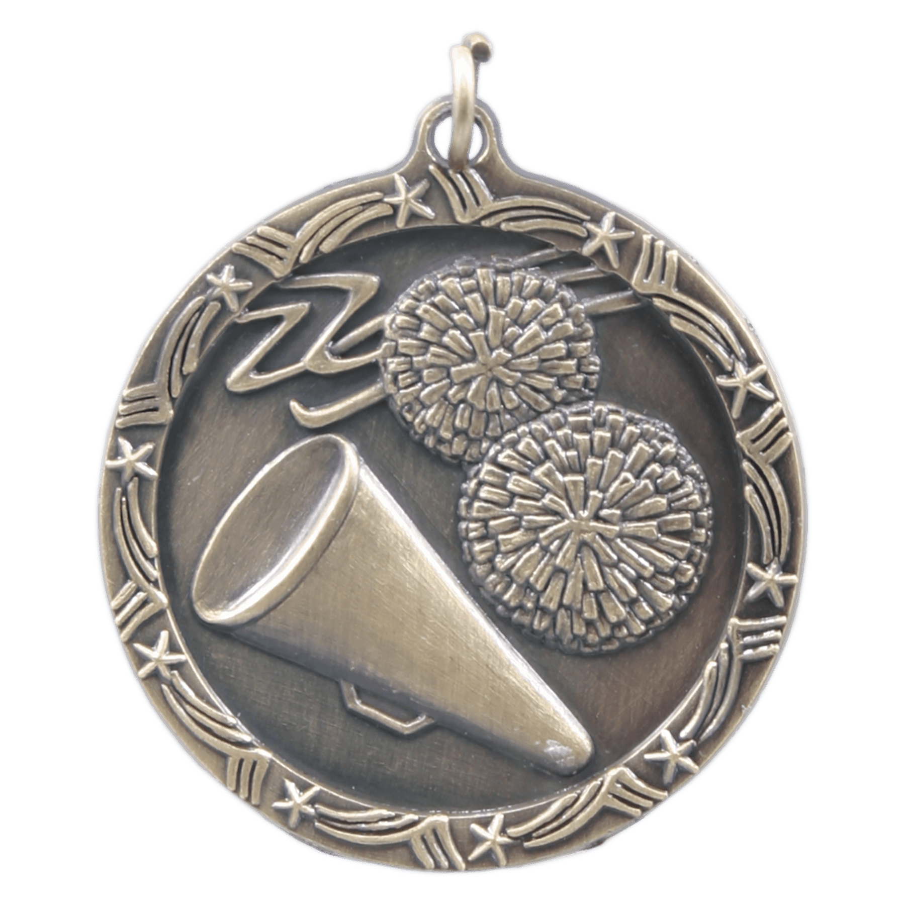 1 3/4" Antique Gold Cheer Shooting Star Medal
