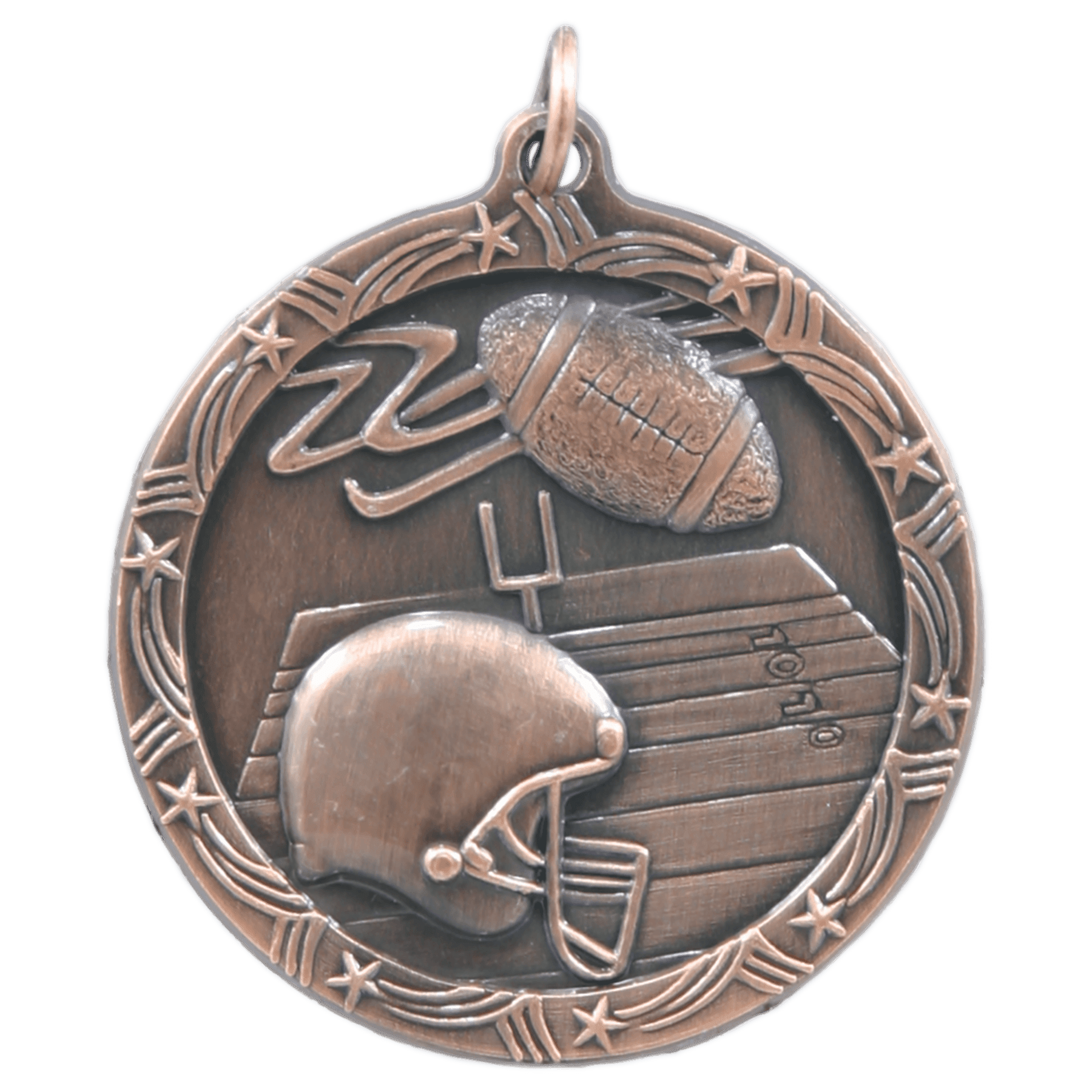 1 3/4" Antique Bronze Football Shooting Star Medal