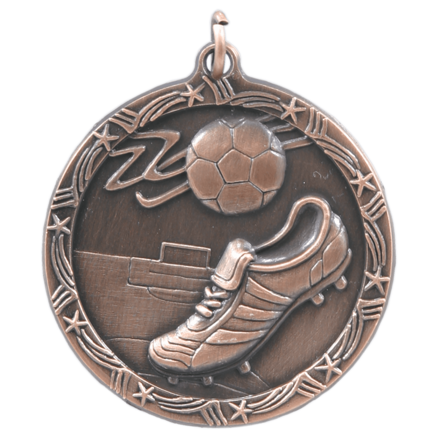 1 3/4" Antique Bronze Soccer Shooting Star Medal