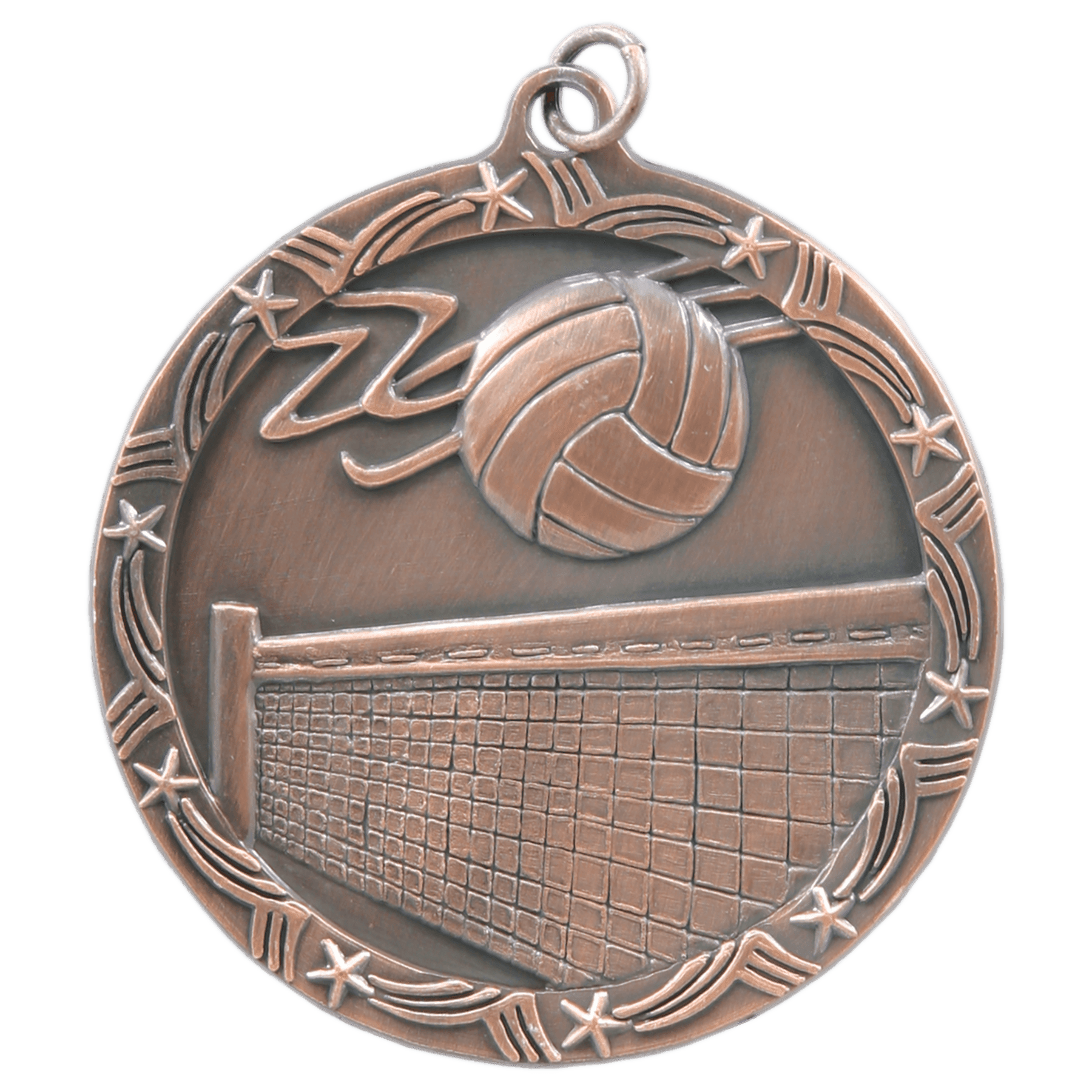 2 1/2" Antique Bronze Volleyball Shooting Star Medal