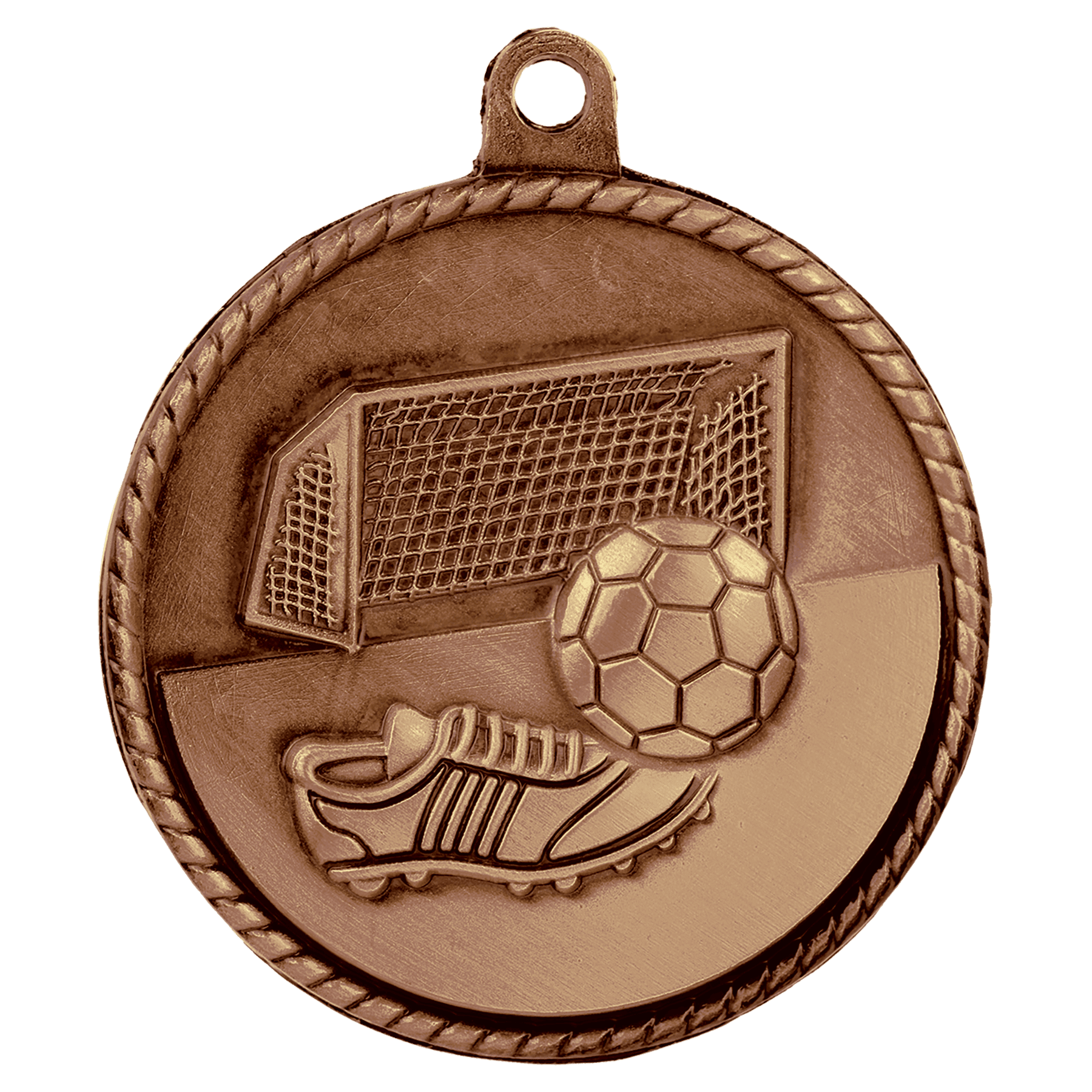 2" Antique Bronze Soccer High Relief Medal