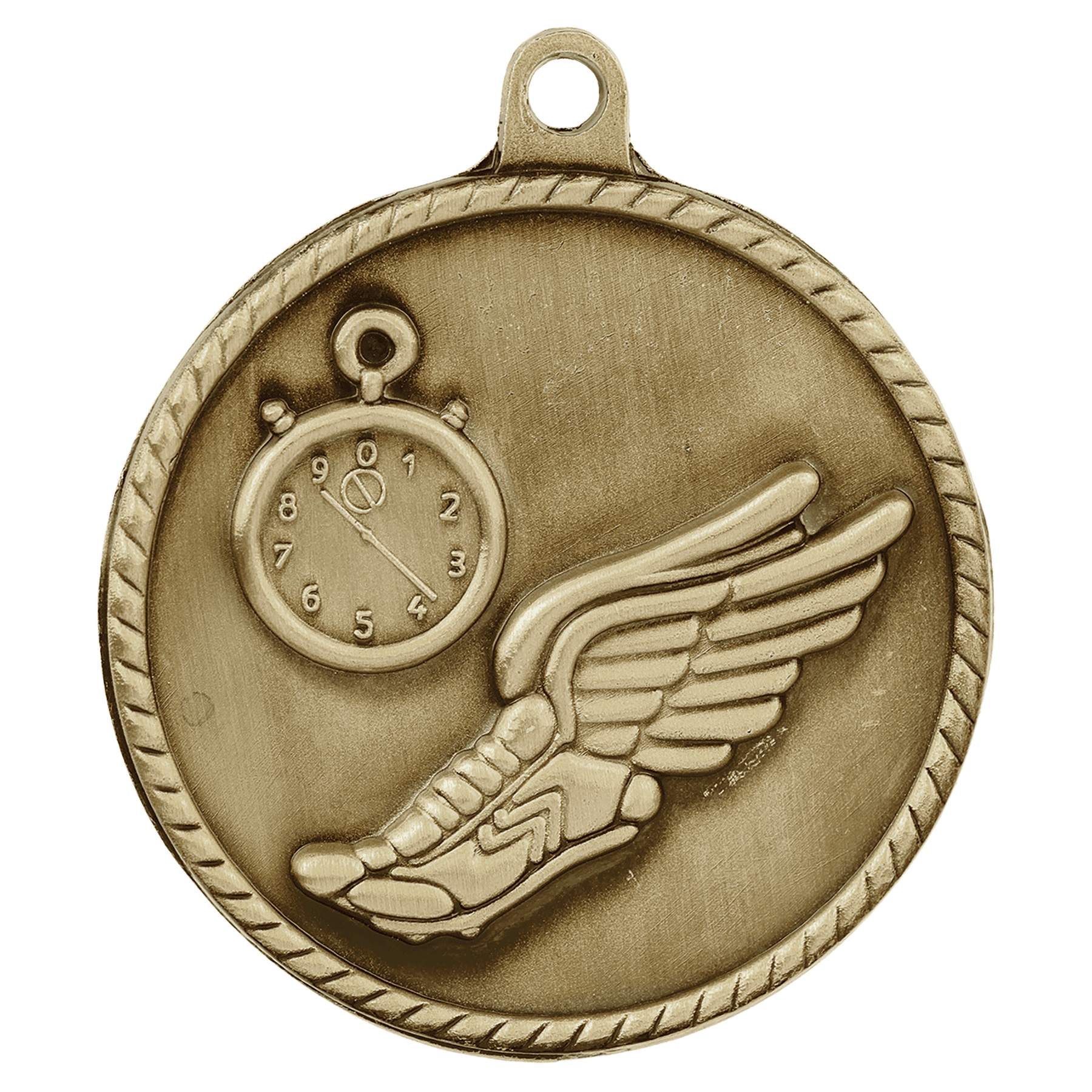 2" Antique Gold Track High Relief Medal