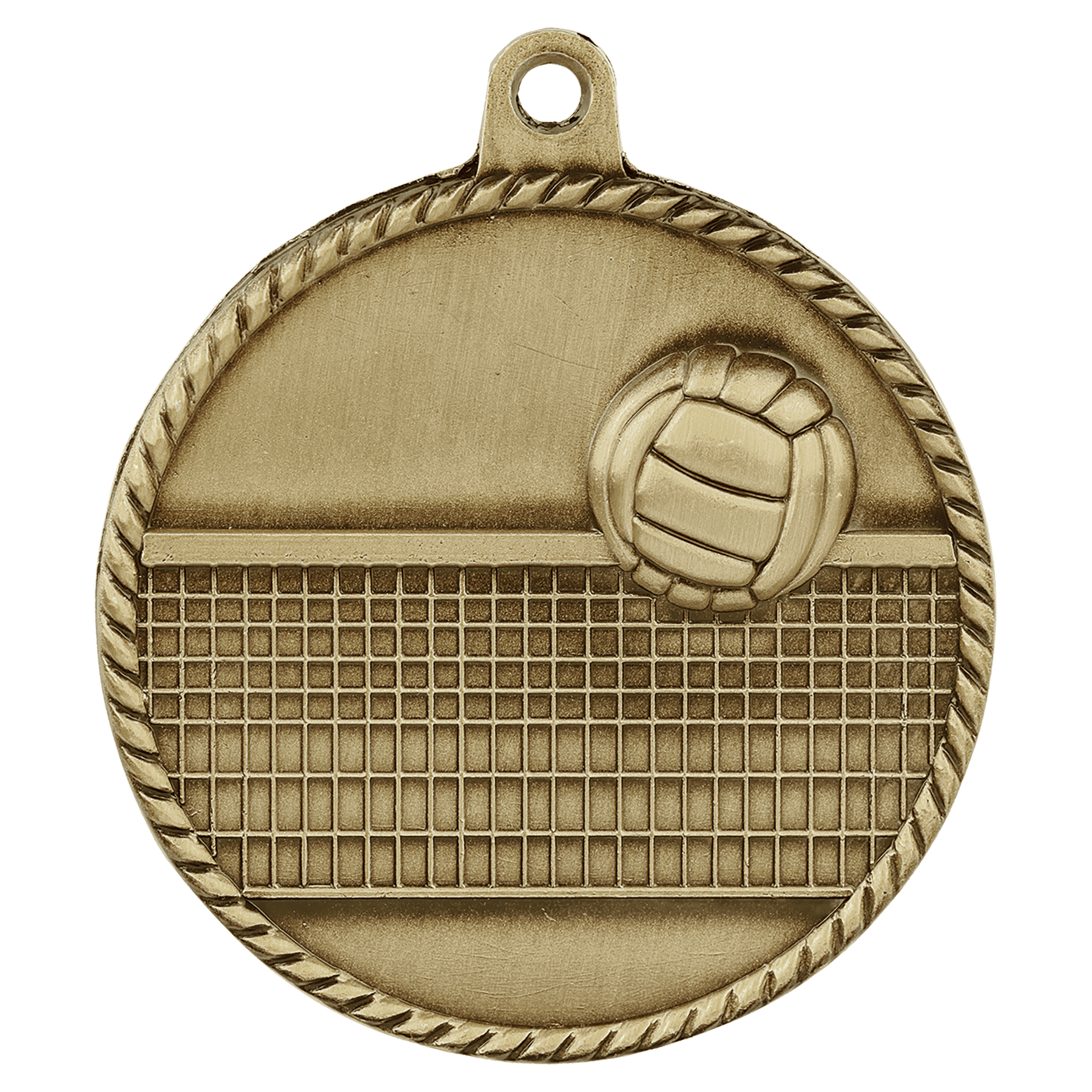2" Antique Gold Volleyball High Relief Medal
