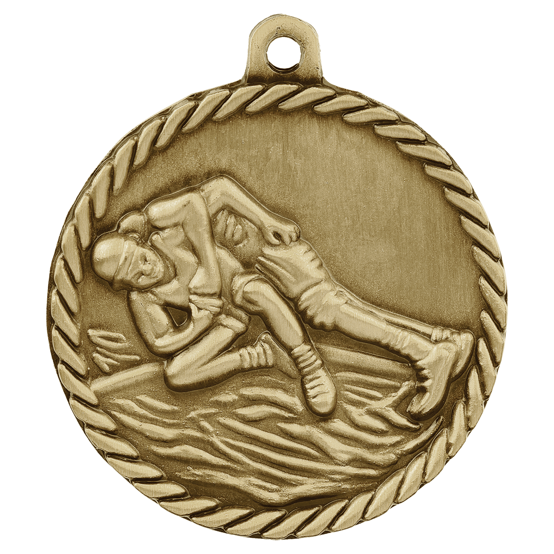 2" Antique Gold Wrestling High Relief Medal
