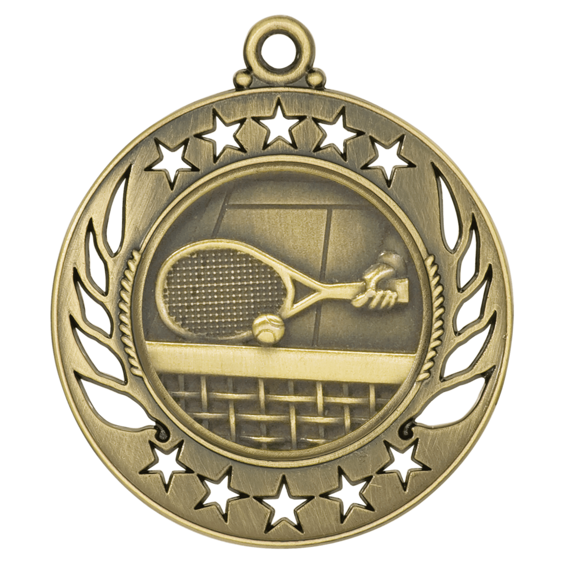 2 1/4" Antique Gold Tennis Galaxy Medal