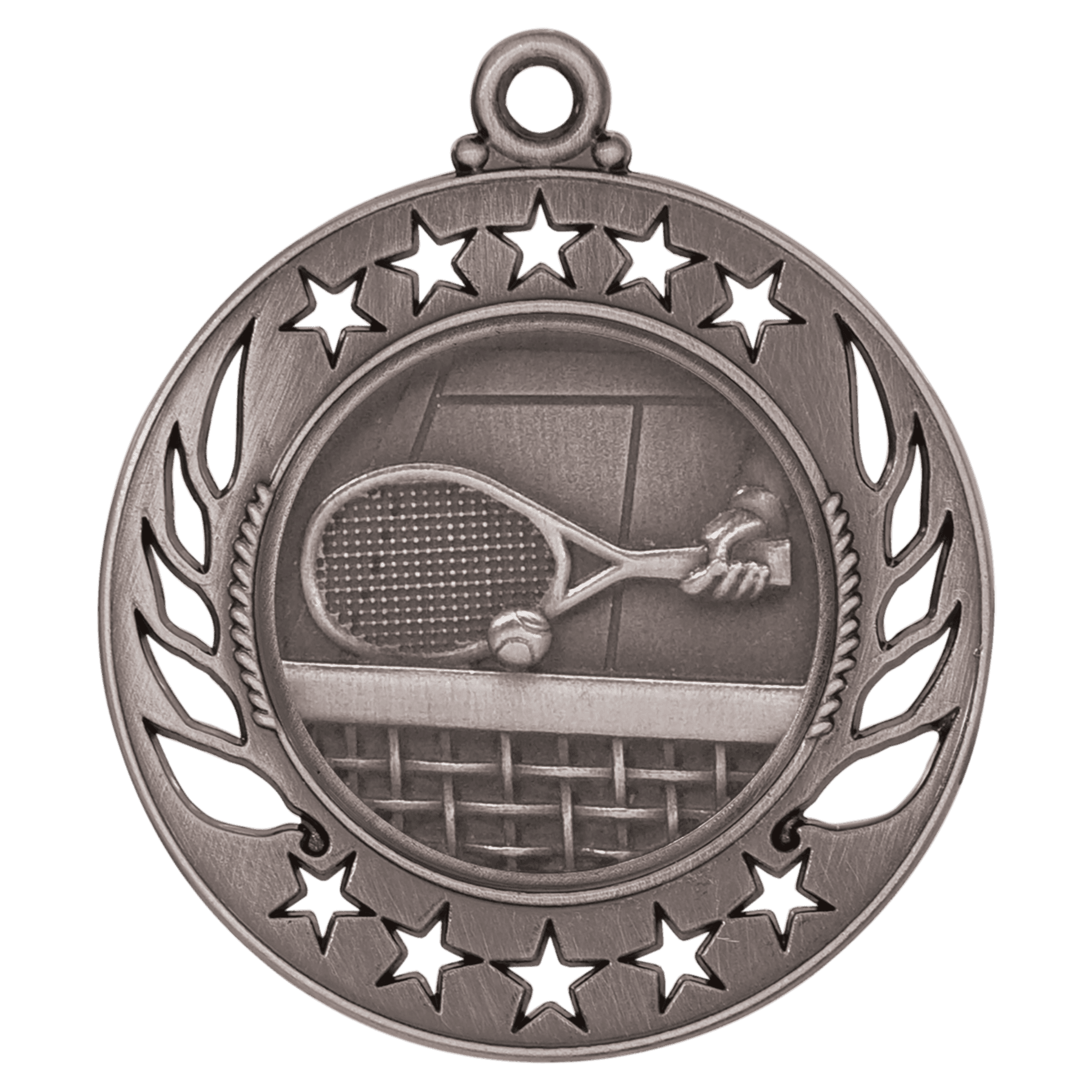 2 1/4" Antique Silver Tennis Galaxy Medal