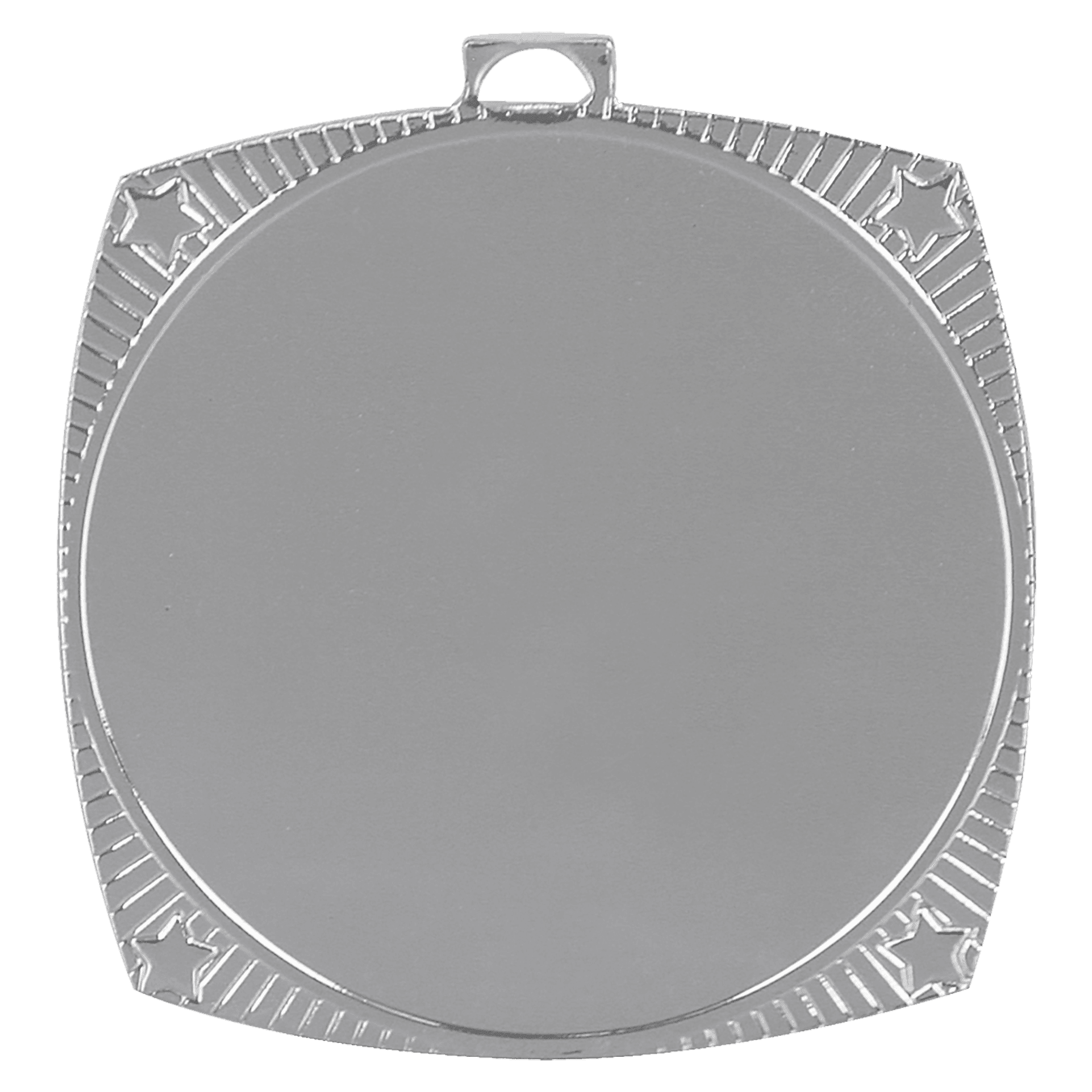 2 1/8" Bright Silver Square Star 2" Insert Holder Medal