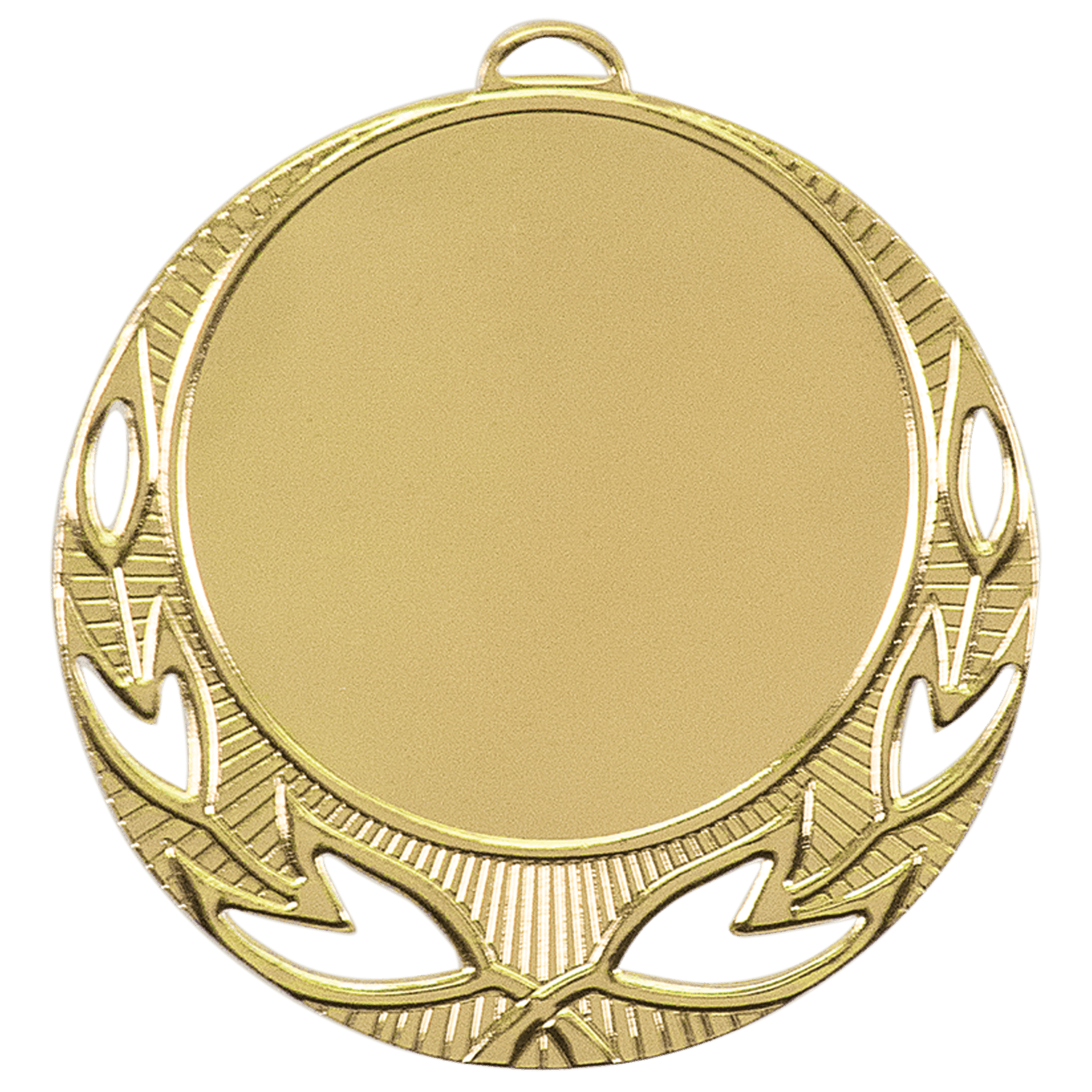2 3/4" Bright Gold Open Wreath 2" Insert Holder Medal