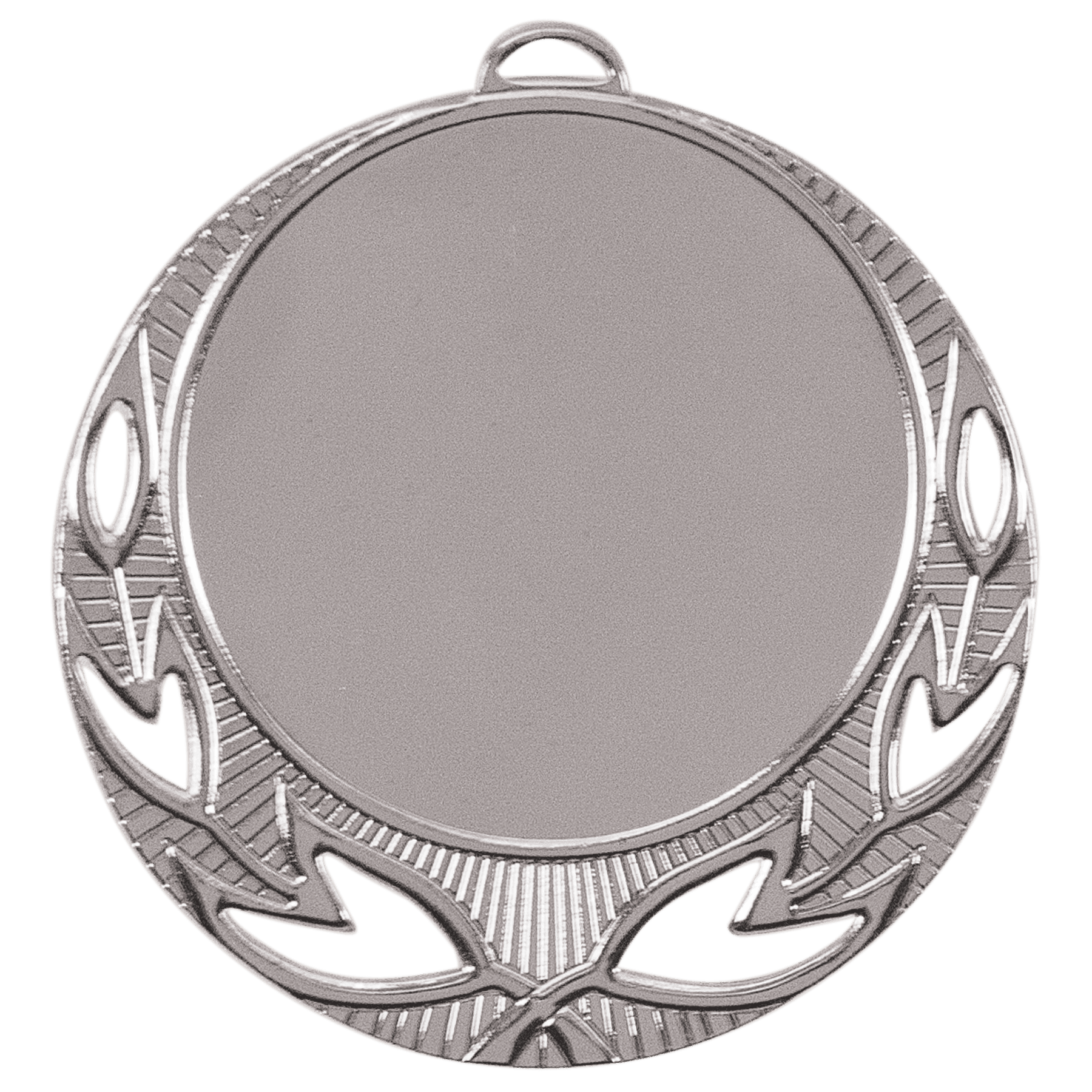 2 3/4" Bright Silver Open Wreath 2" Insert Holder Medal