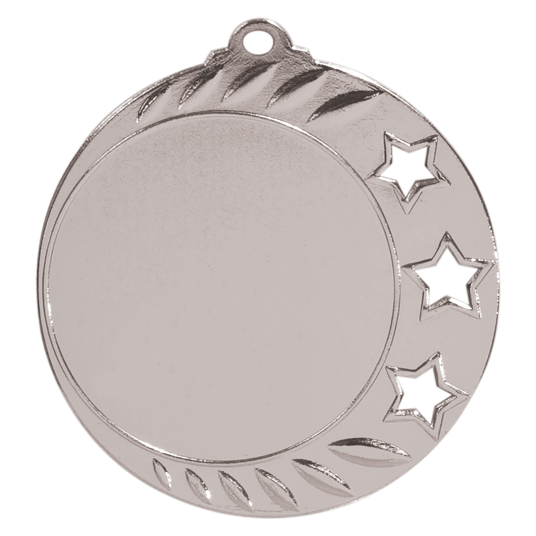 2 3/4" Bright Silver 3-Star 2" Insert Holder Medal