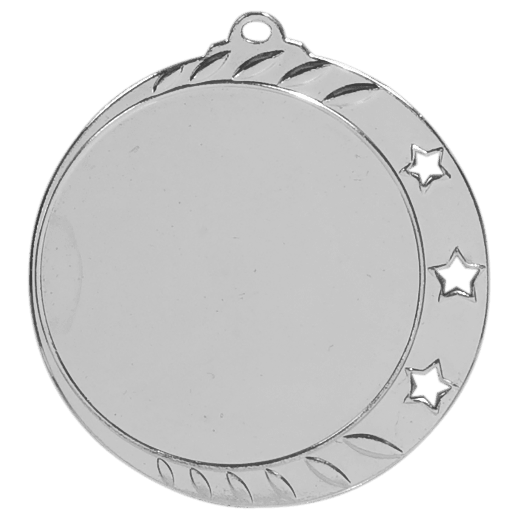 1 7/8" Bright Silver 3-Star 1 1/2" Insert Holder Medal