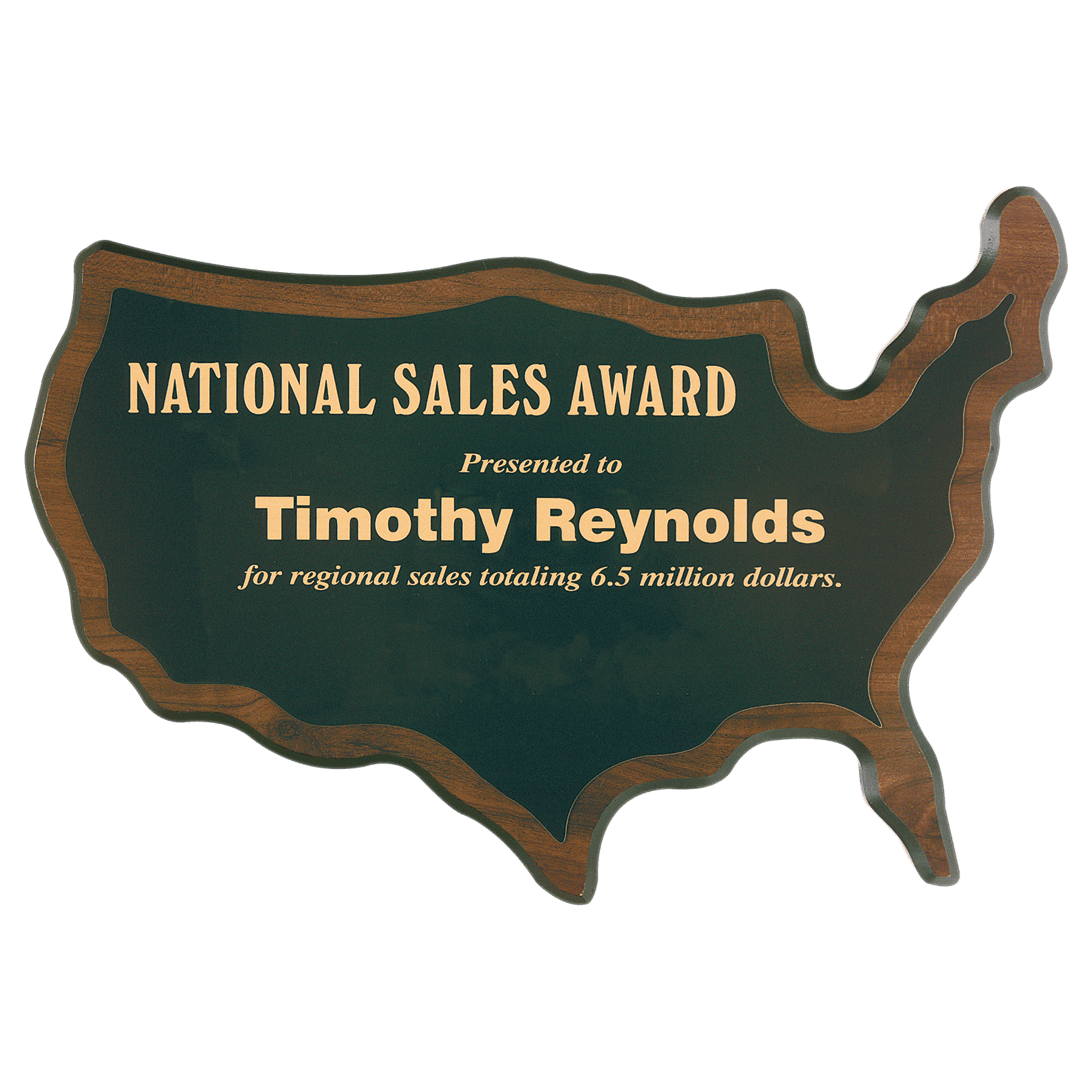 10 1/2" x 15 3/4" Walnut Finish Black Edge United States of America Plaque