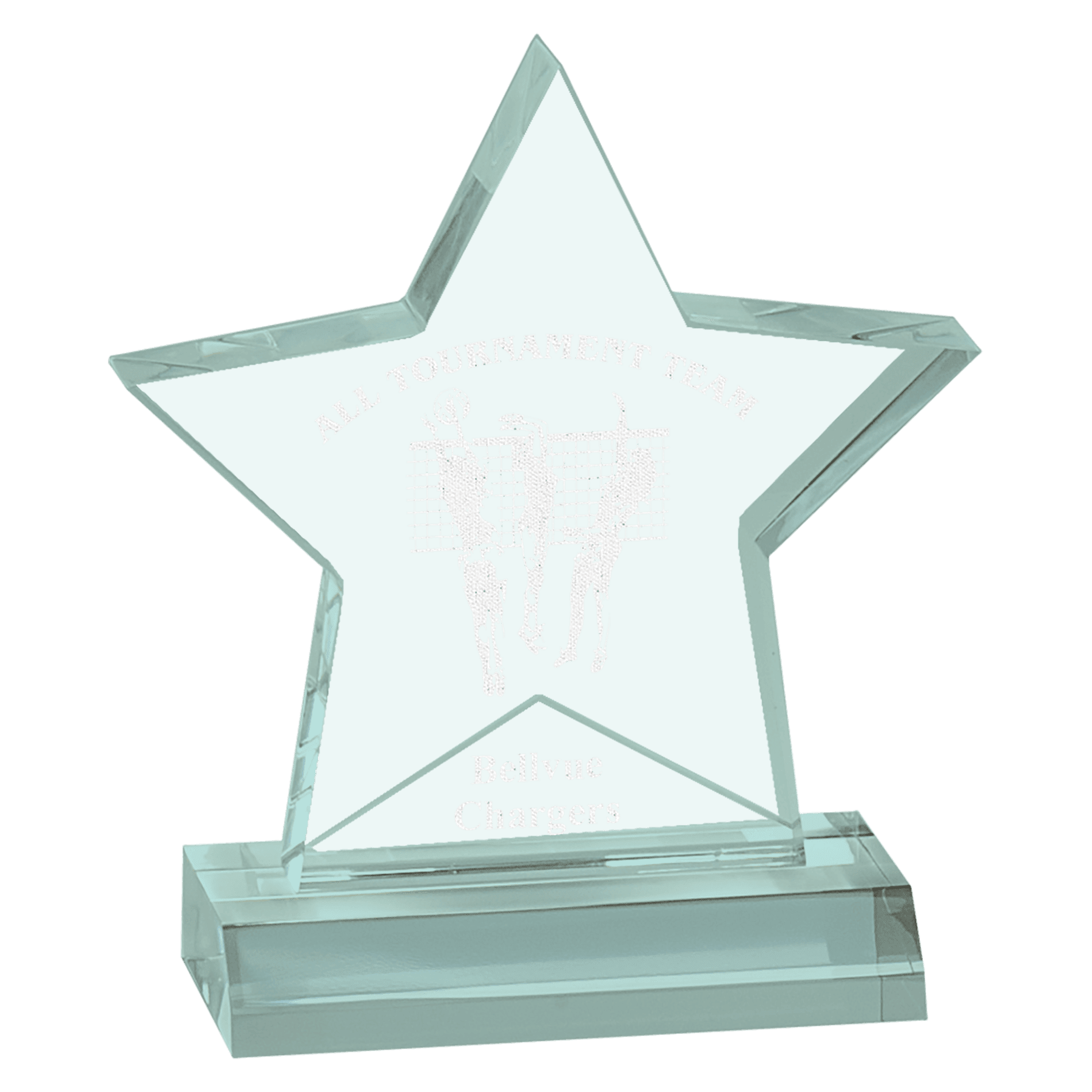 5" x 5" Jade Star Acrylic Award with 4" Base