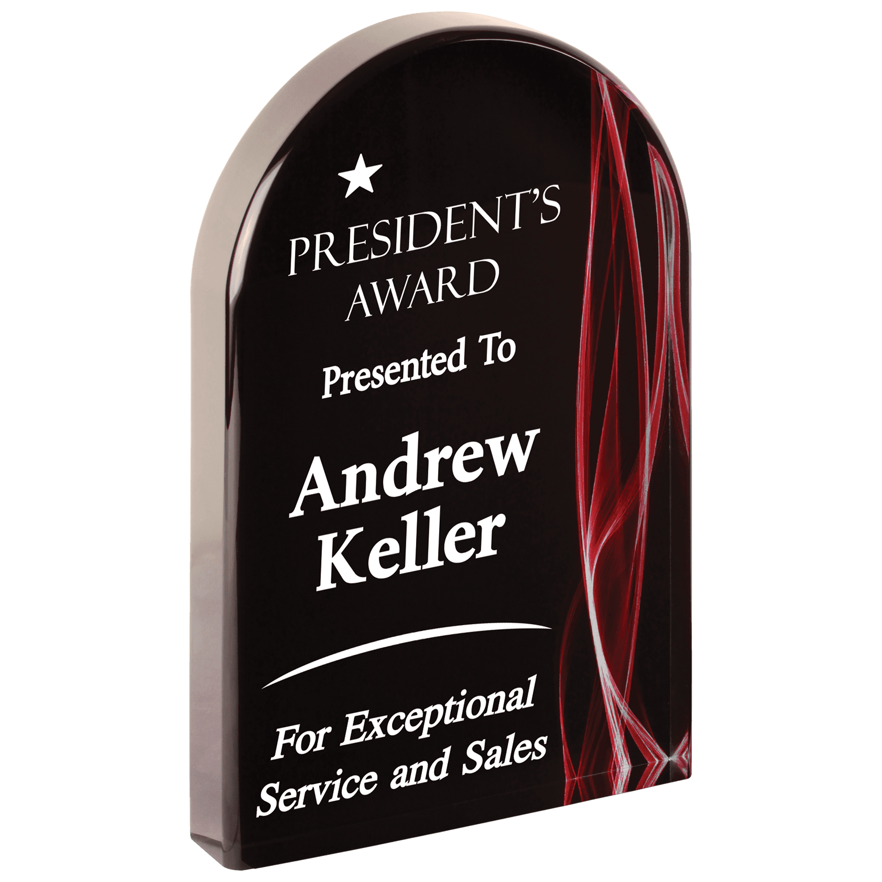 8" Arch Red Vapor Acrylic