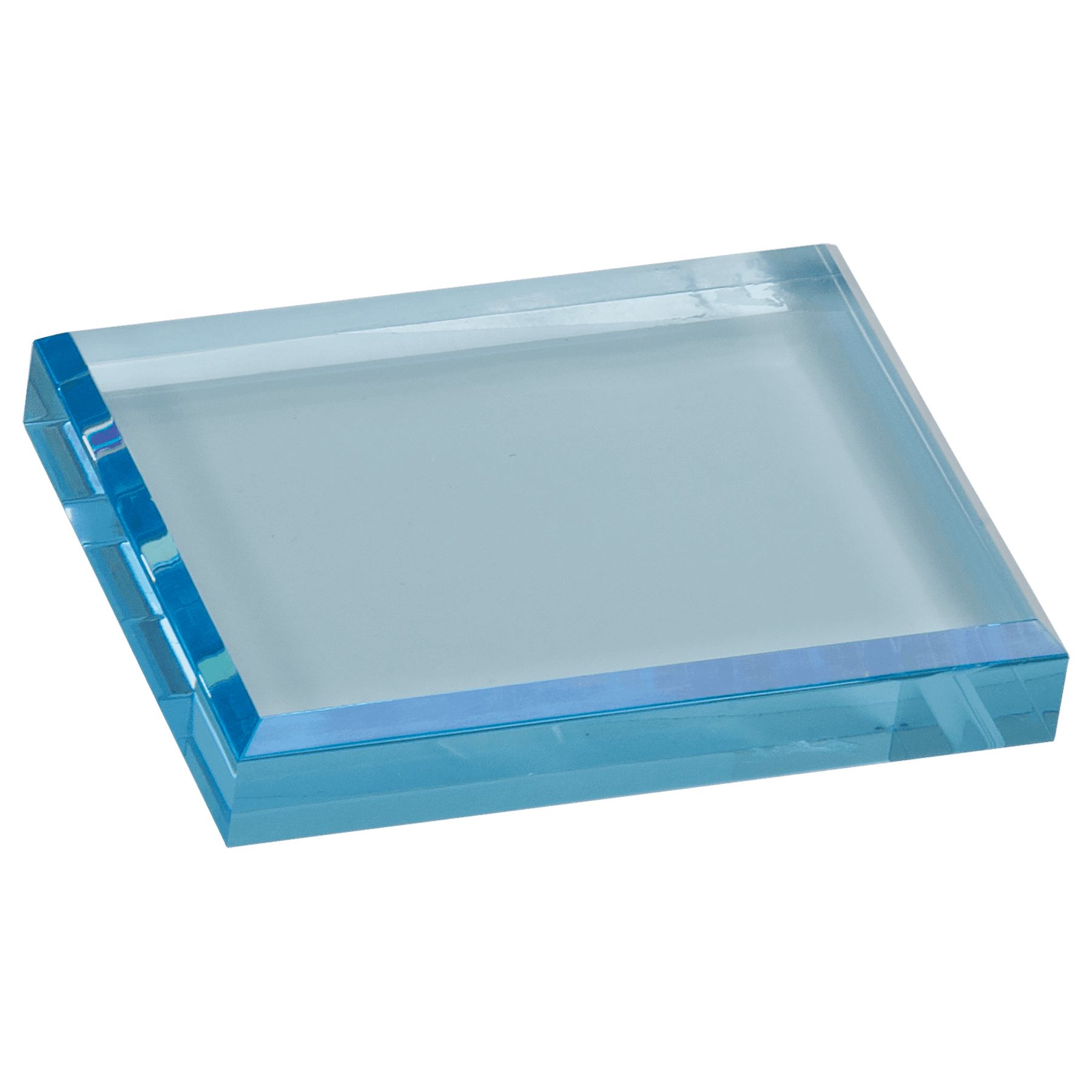 4 1/2" x 3 1/2" Blue Acrylic Paperweight