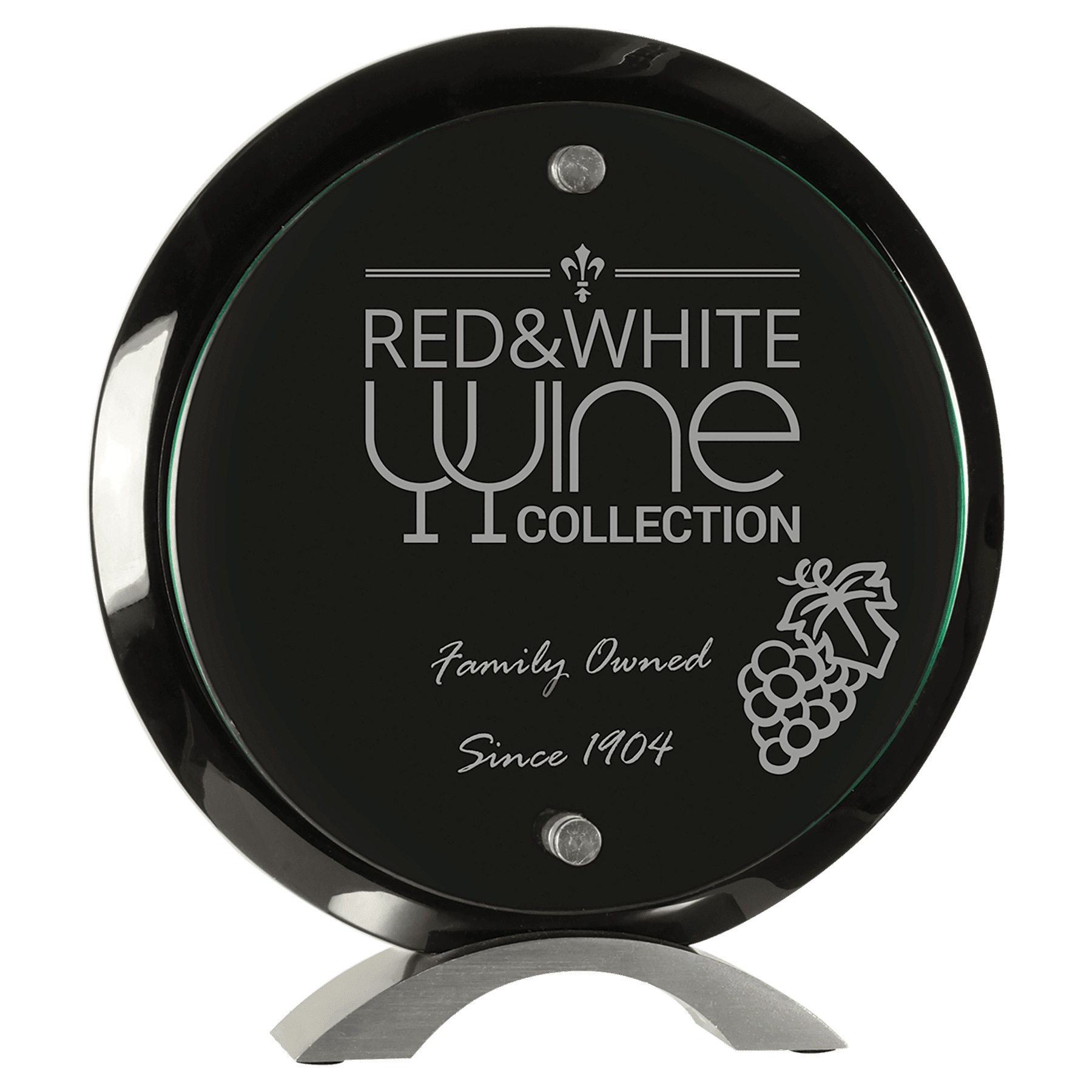 8 1/2" Round Black Piano Finish Floating Acrylic Standup