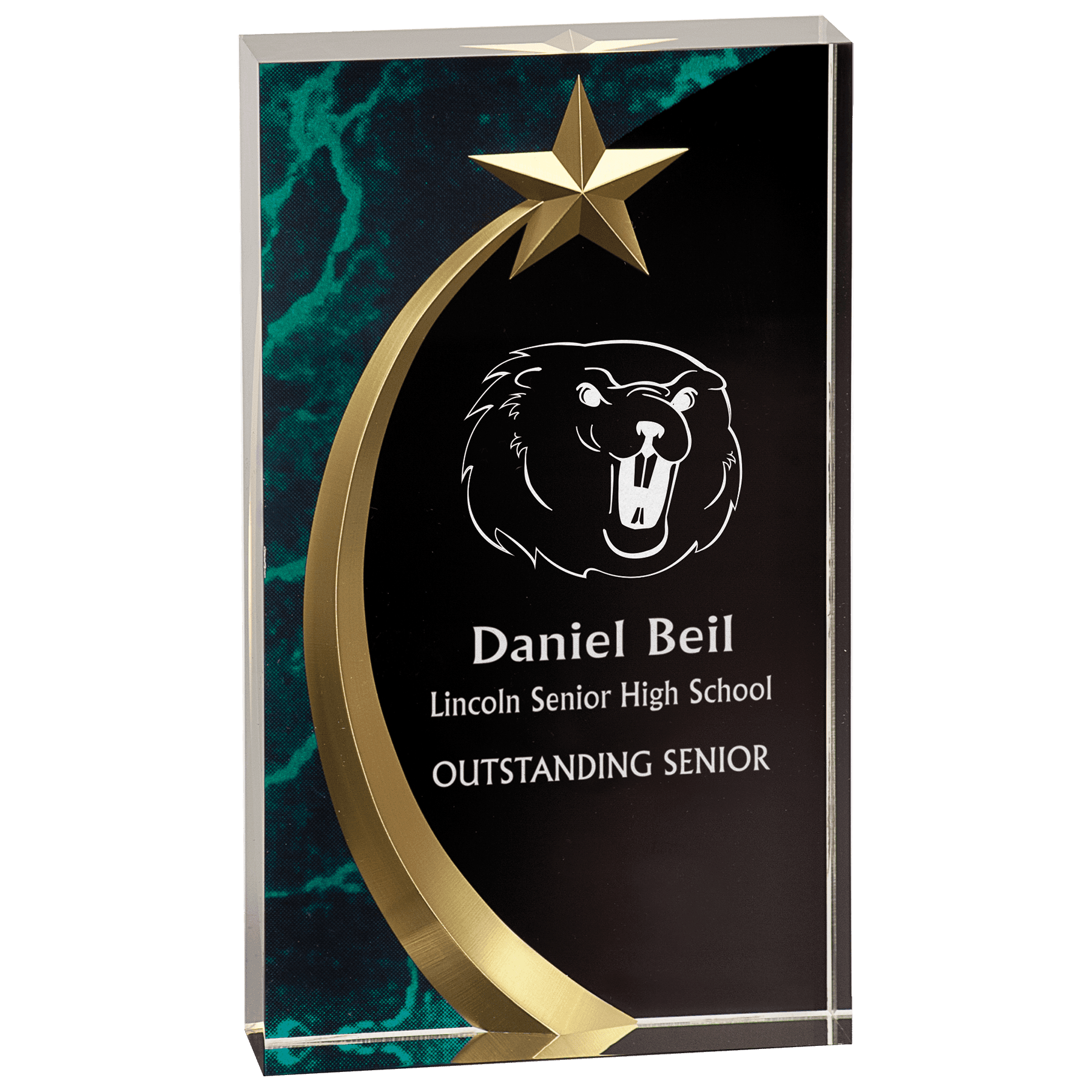 7 3/4" Green Marble Square Shooting Star Acrylic