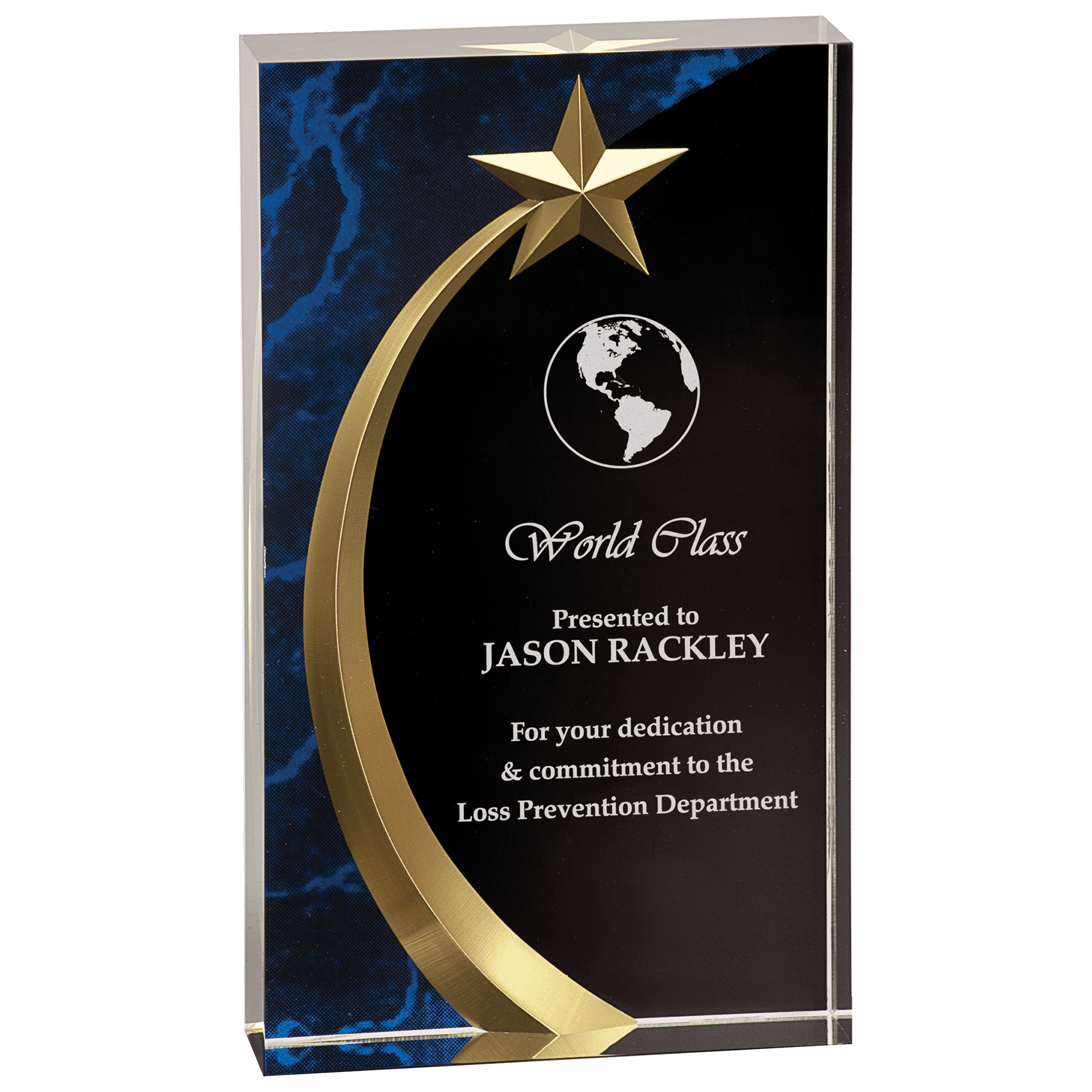 7 3/4" Blue Marble Square Shooting Star Acrylic