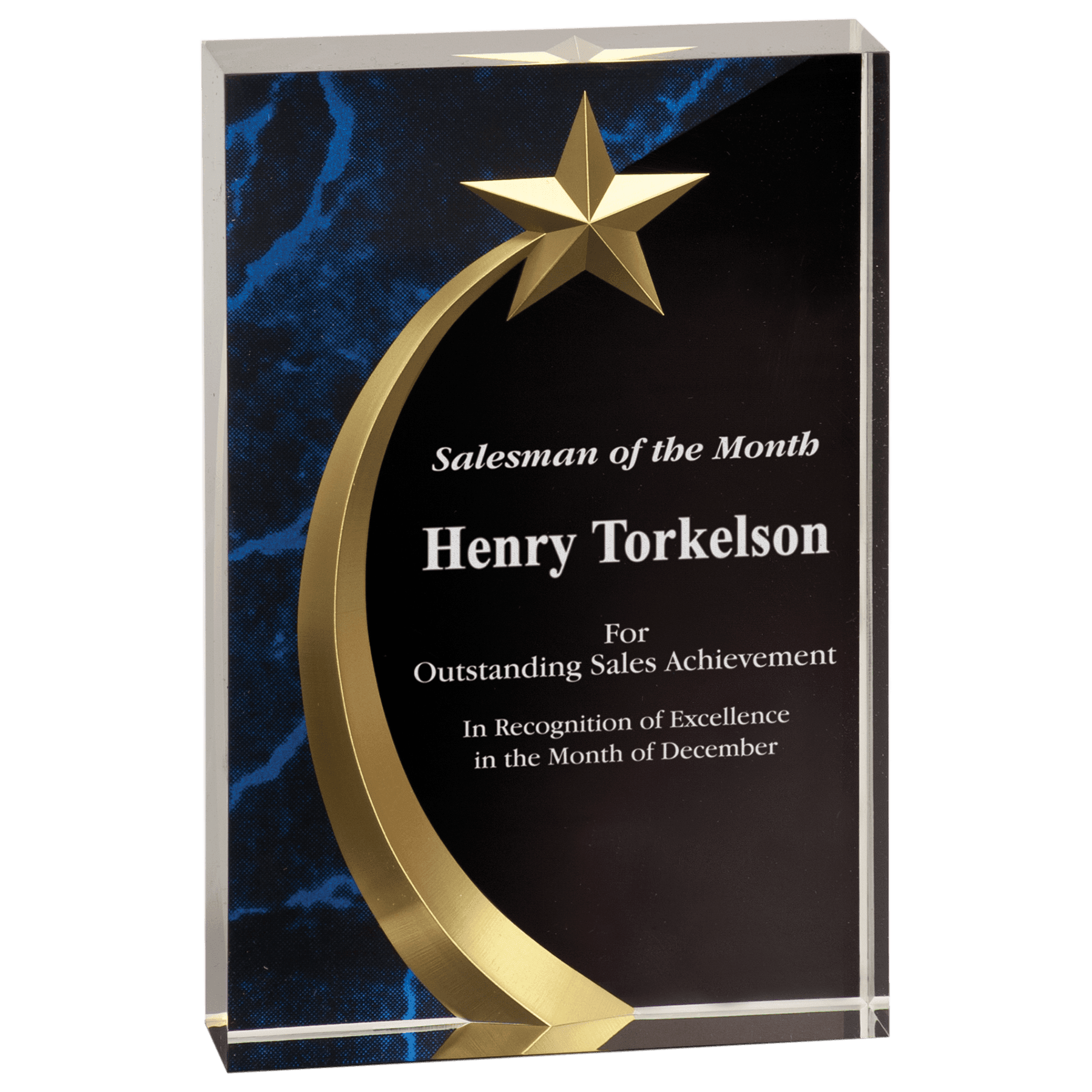 6 3/4" Blue Marble Square Shooting Star Acrylic