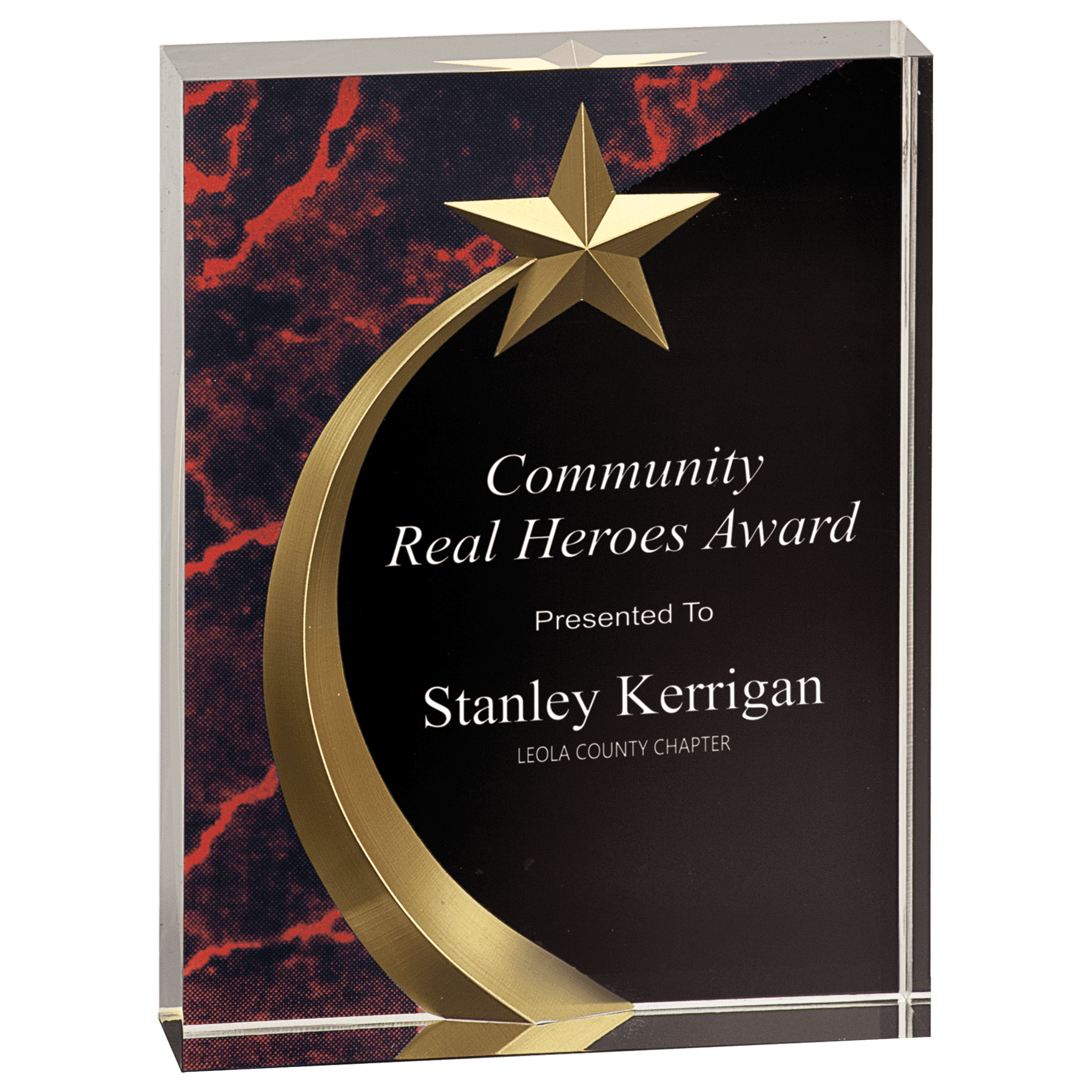 6" Red Marble Square Shooting Star Acrylic