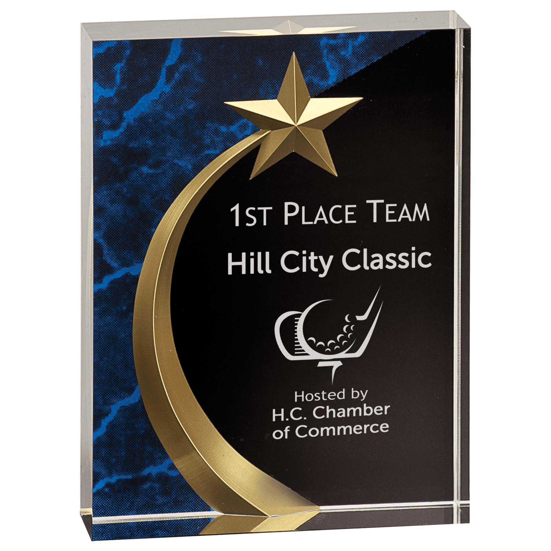 6" Blue Marble Square Shooting Star Acrylic