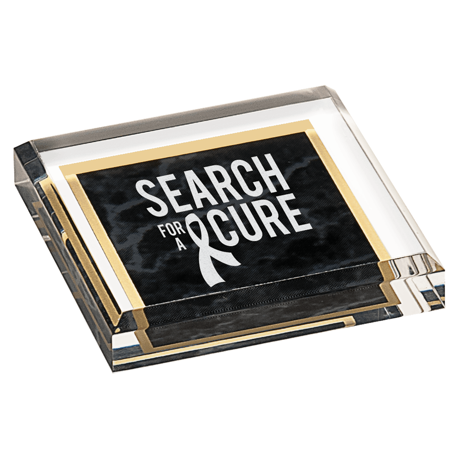 3 3/4" x 3 3/4" Black Marbleized Acrylic Paperweight