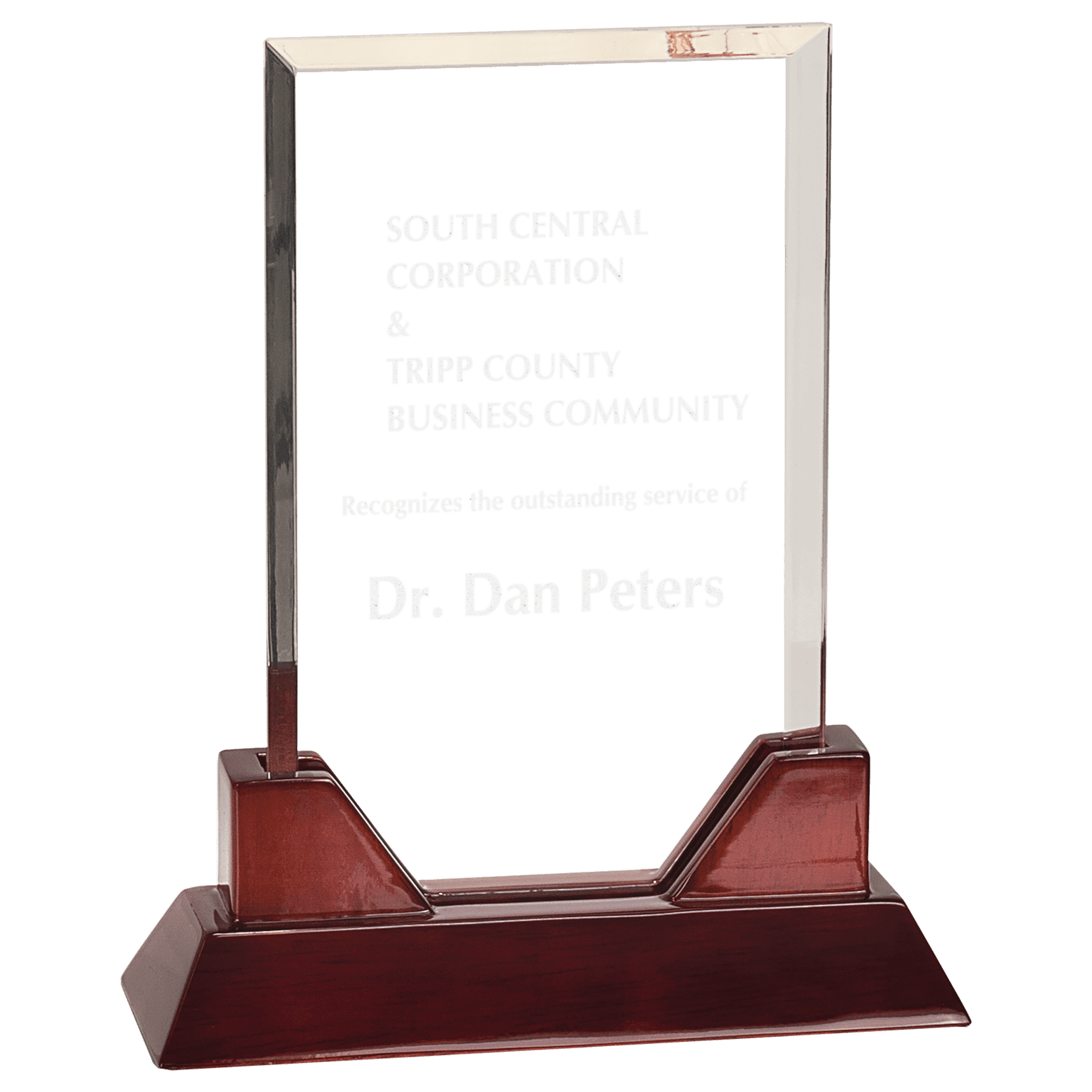 8 3/4" Rectangle Prestige Acrylic with Rosewood Piano Finish Base