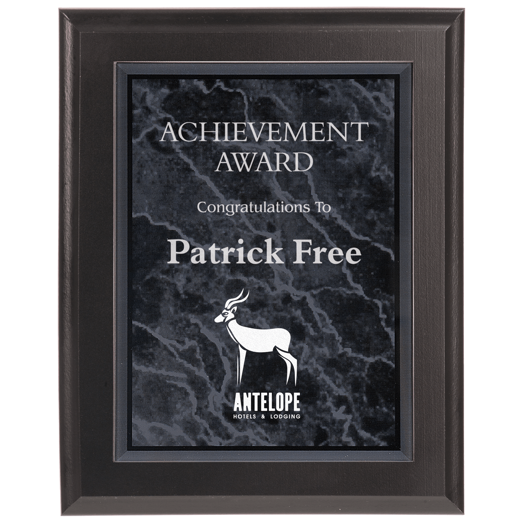 5" x 7" Black Marble Acrylic Plaque Plate