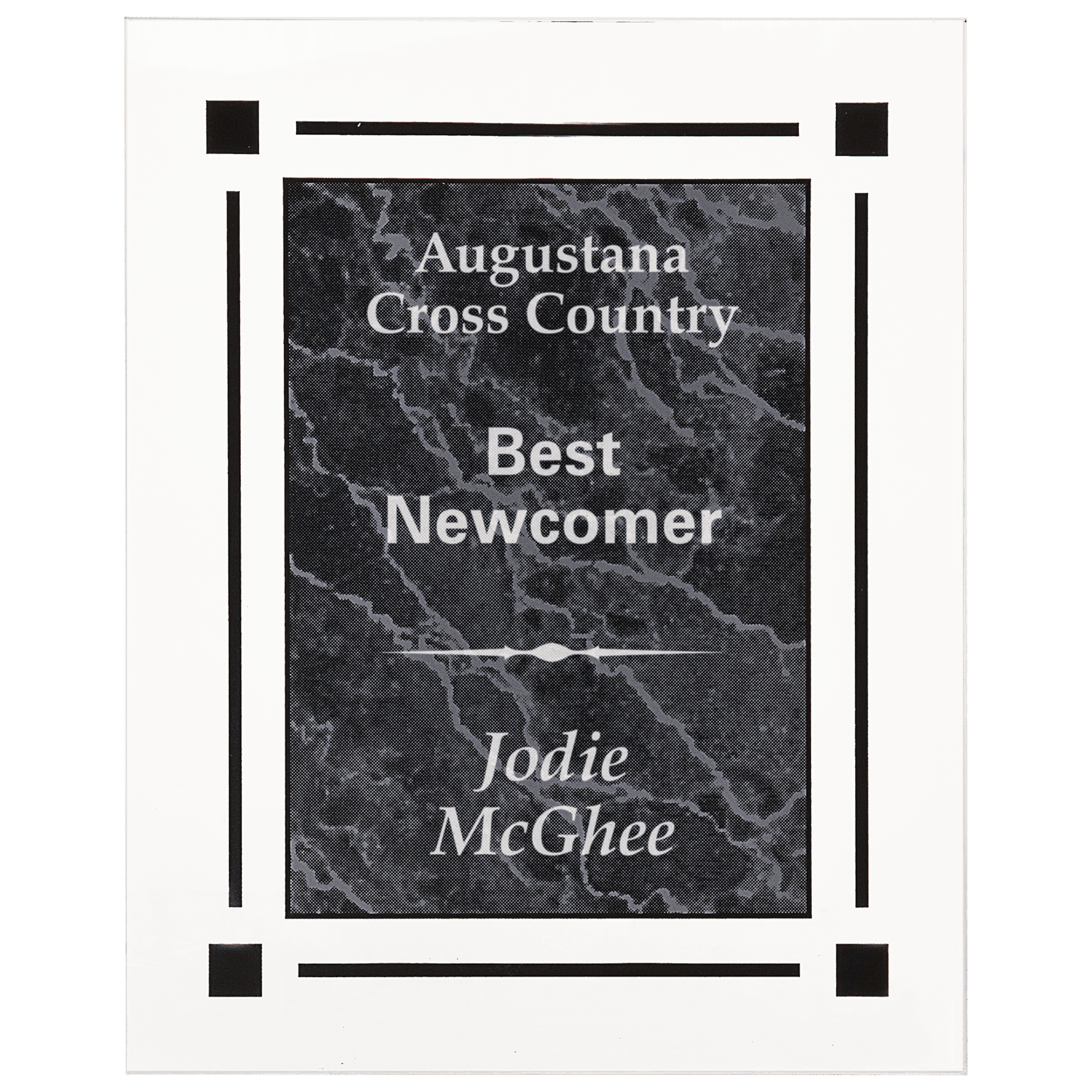 7" x 9" Black Marble Acrylic Clear Plaq