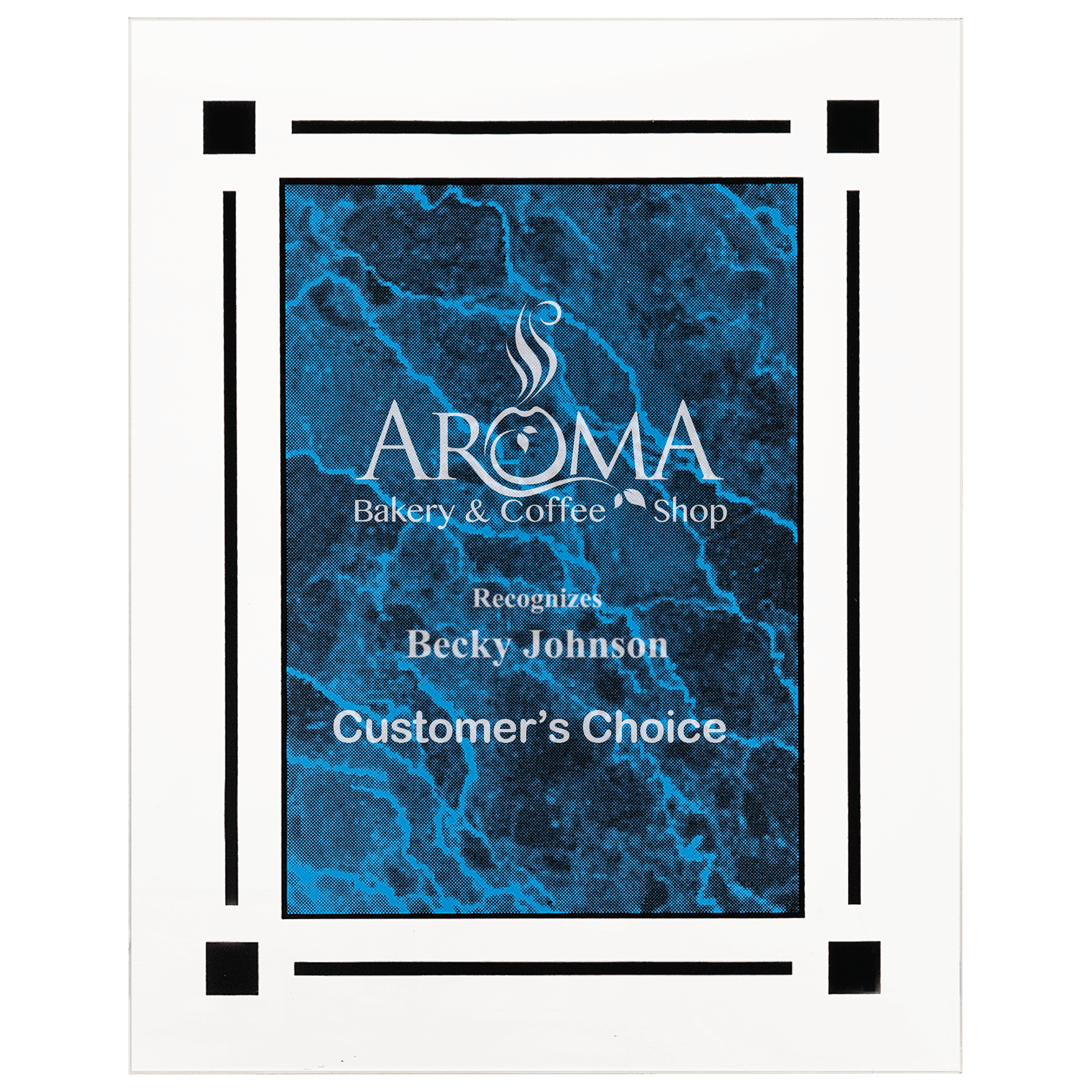 8" x 10" Blue Marble Acrylic Clear Plaq