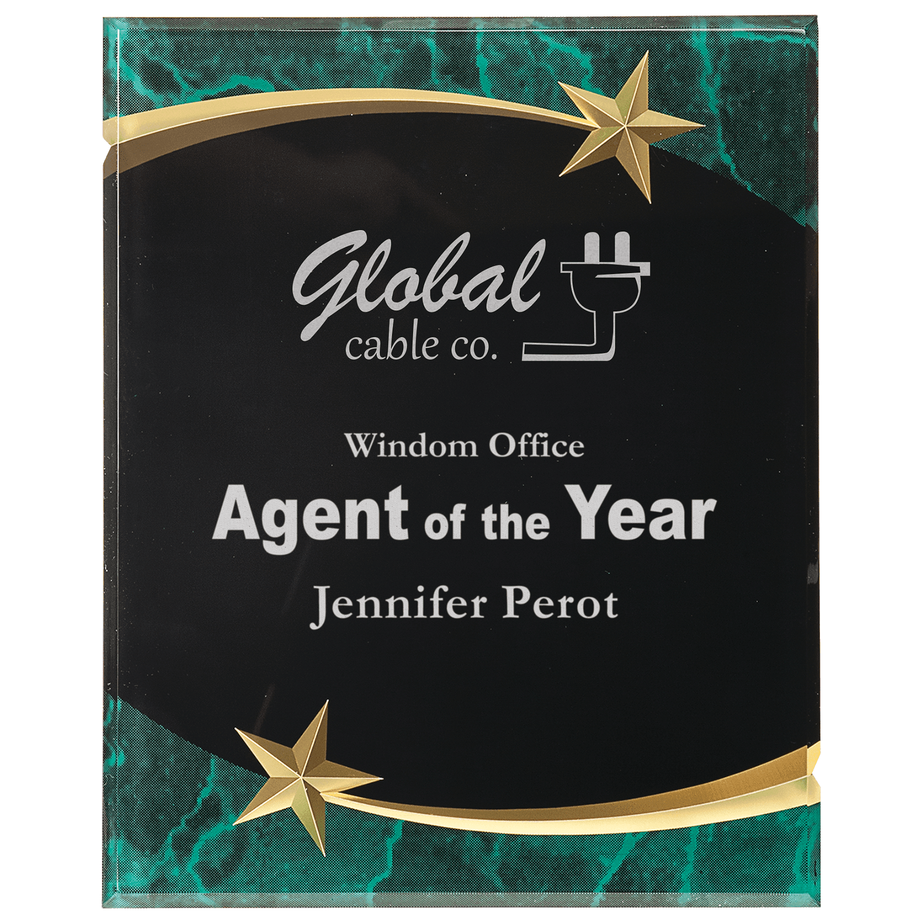 8" x 10" Green Marble Shooting Star Acrylic Plaque