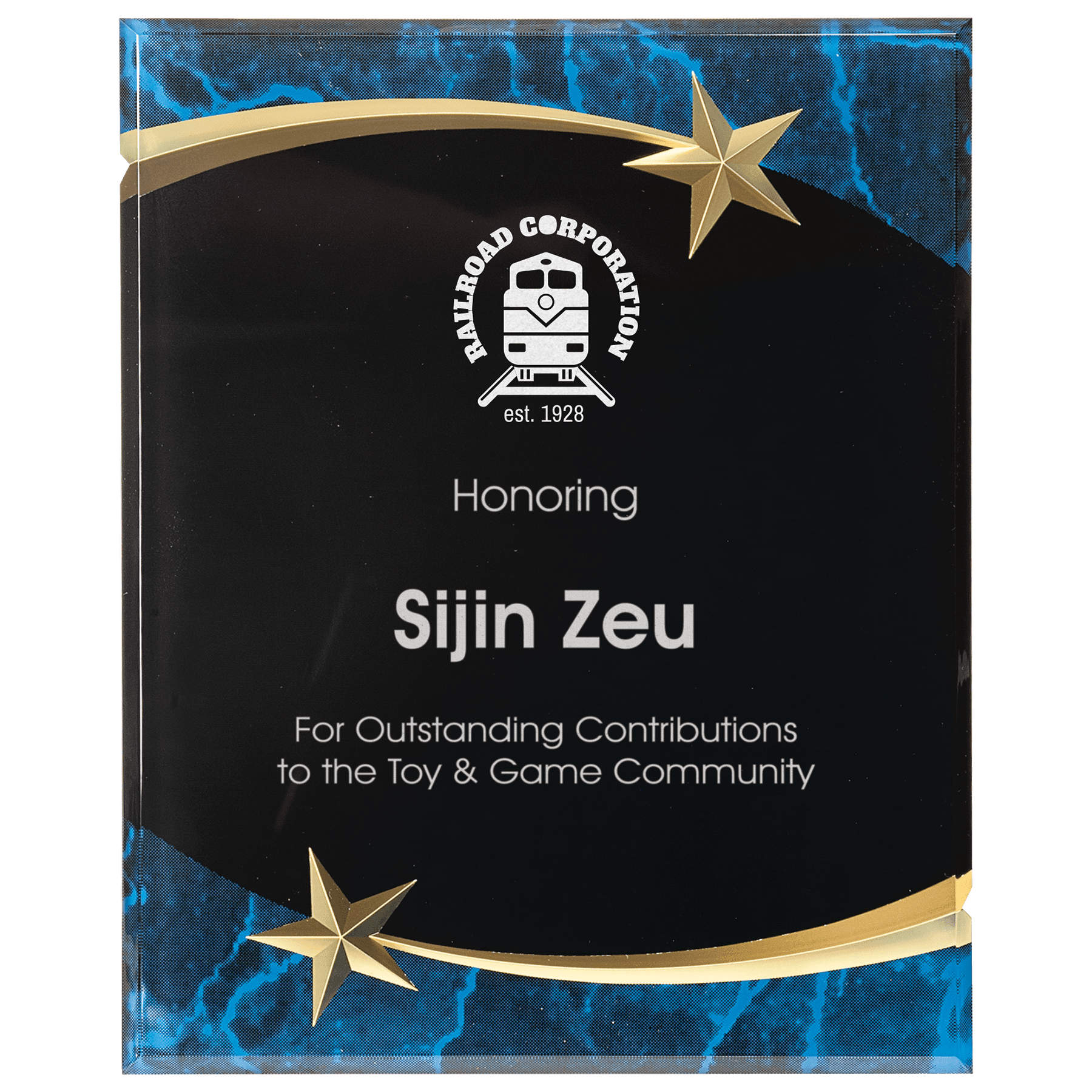 9" x 11" Blue Marble Shooting Star Acrylic Plaque